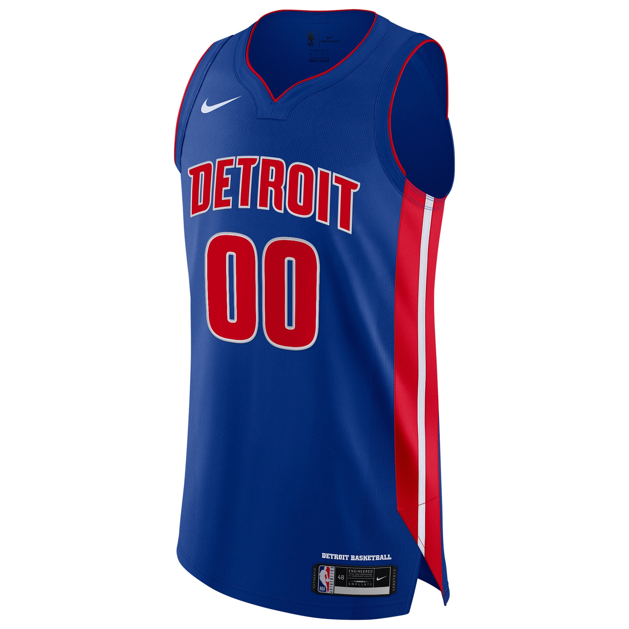 Alternative view of Detroit Pistons Authentic Custom Basketball Jersey Blue - Icon Edition