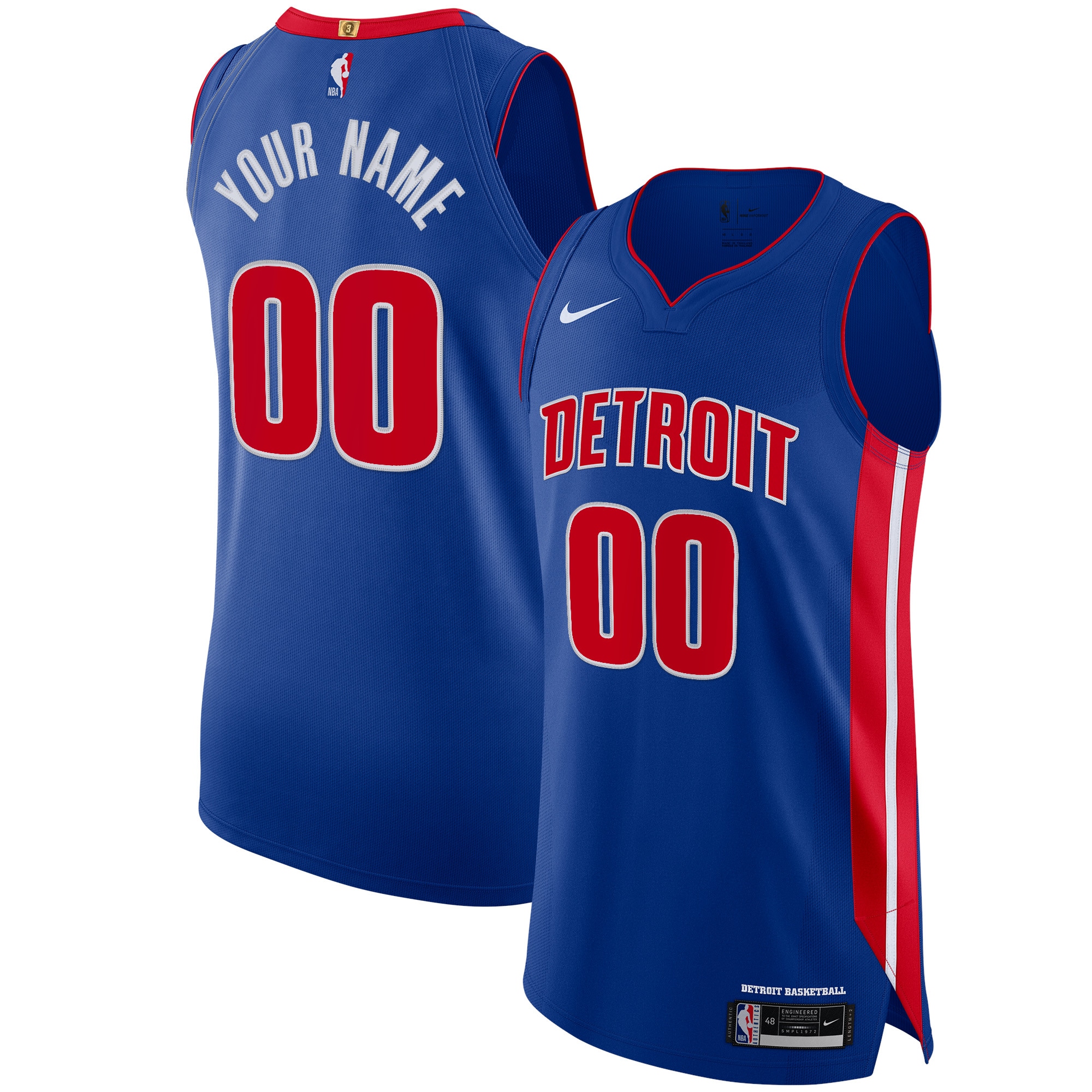 Detroit Pistons Authentic Custom Basketball Jersey Blue - Icon Edition