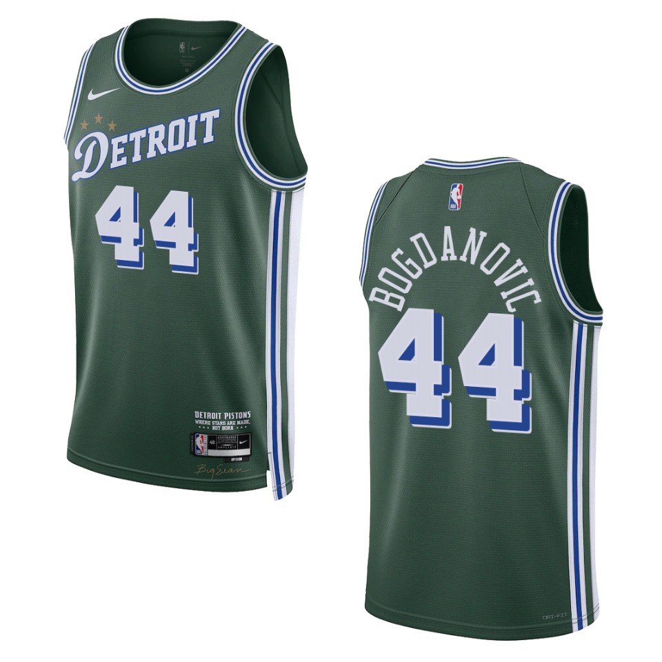 Detroit Pistons Bojan Bogdanovic 2022-23 City Edition Green Swingman Basketball Jersey
