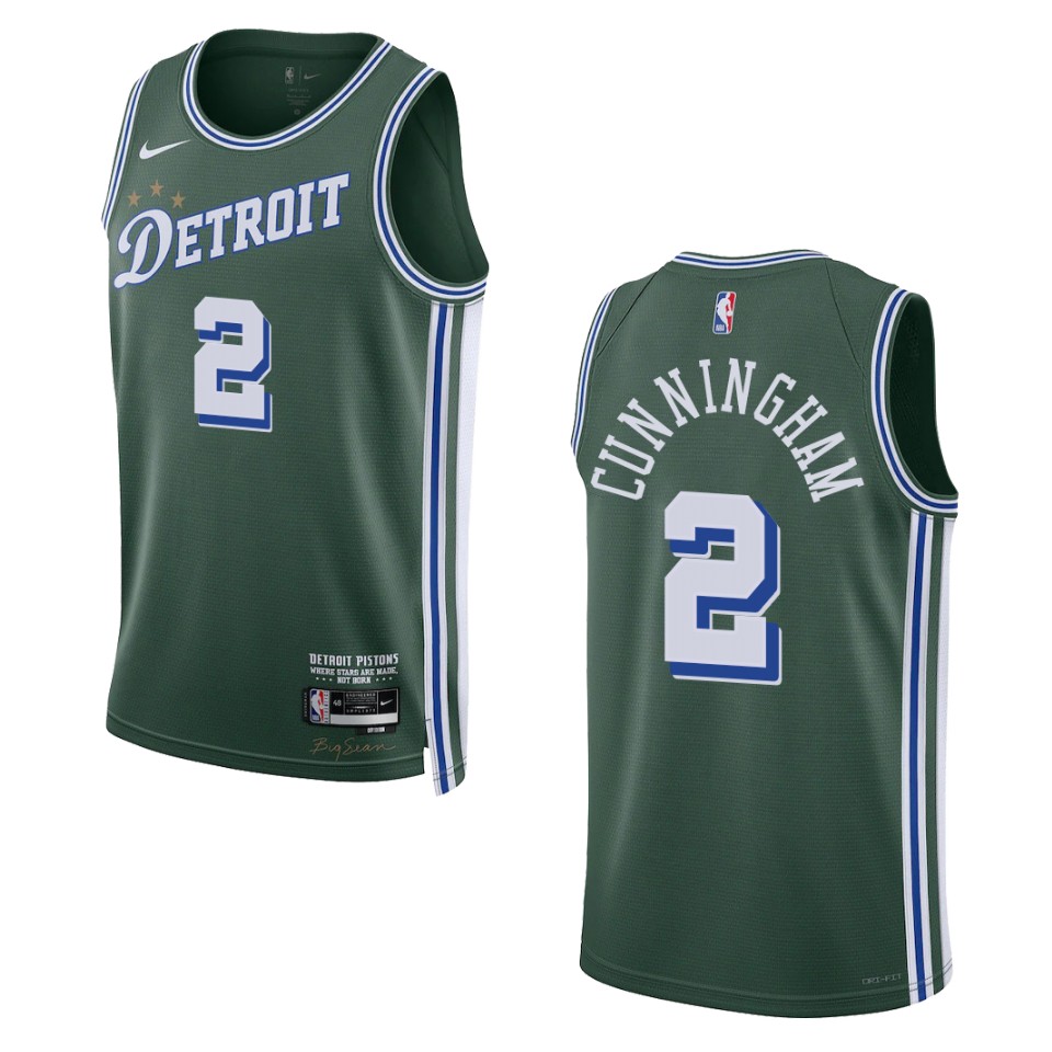 Detroit Pistons Cade Cunningham 2022-23 City Edition Green Swingman Basketball Jersey