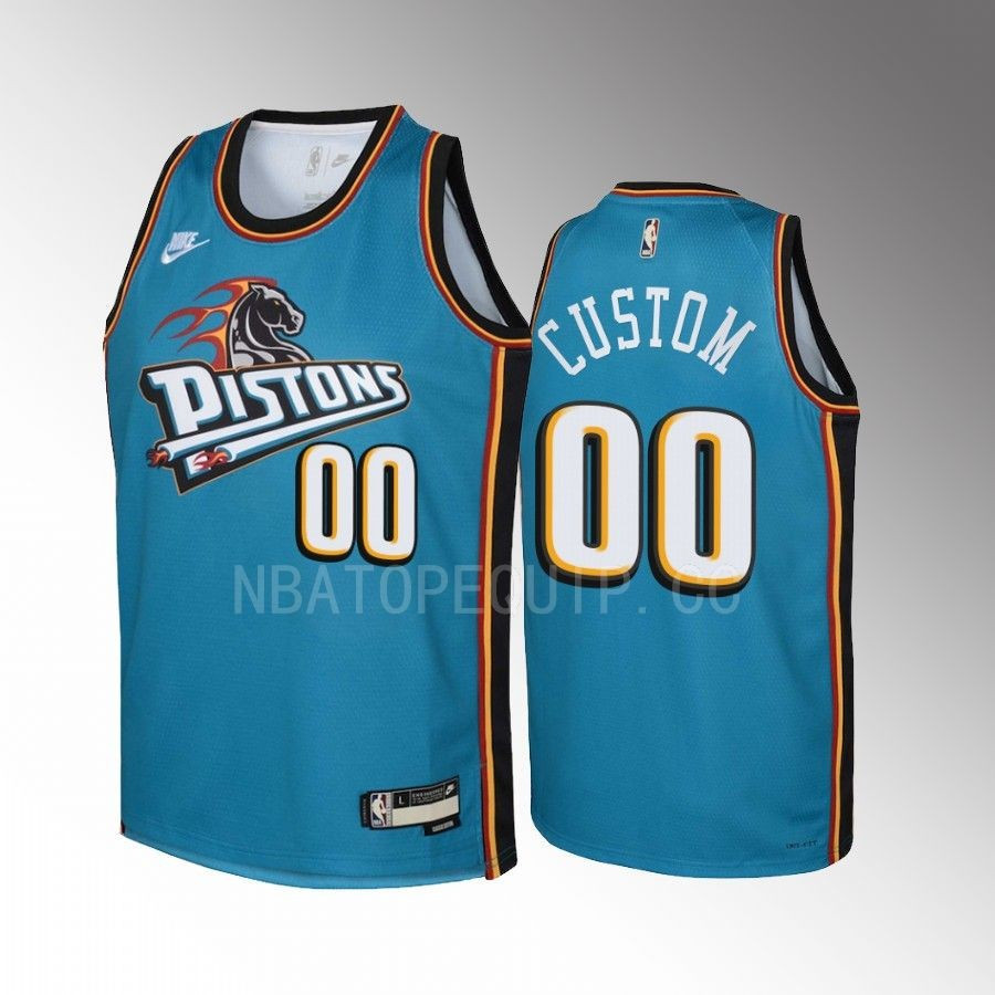 Detroit Pistons Custom 00 Classic Edition Teal Youth Basketball Jersey Swingman - JS742 