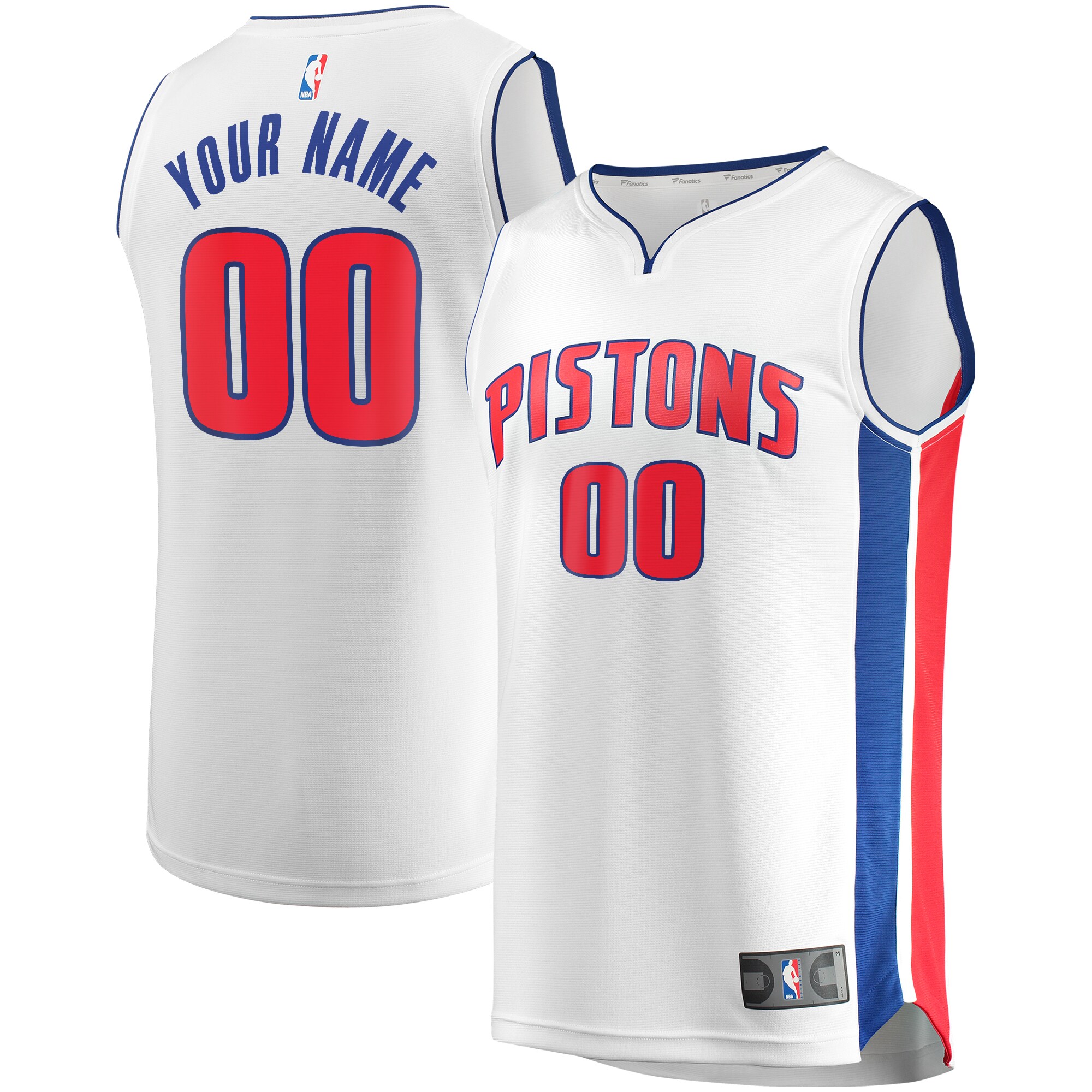 Detroit Pistons Fanatics Fast Break Custom Replica Basketball Jersey White - Association Edition
