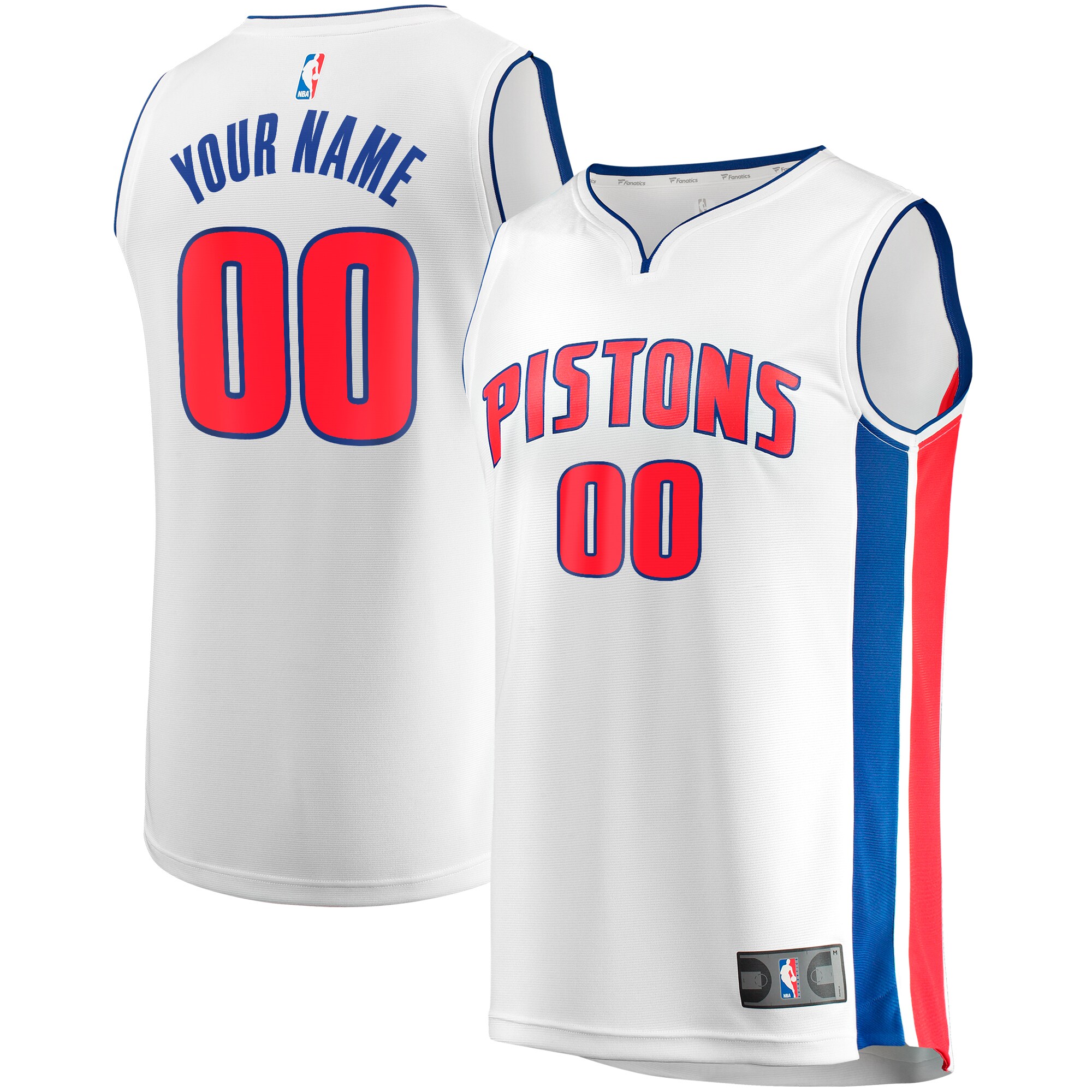 Detroit Pistons Fanatics Youth Fast Break Replica Custom Basketball Jersey - Association Edition - White