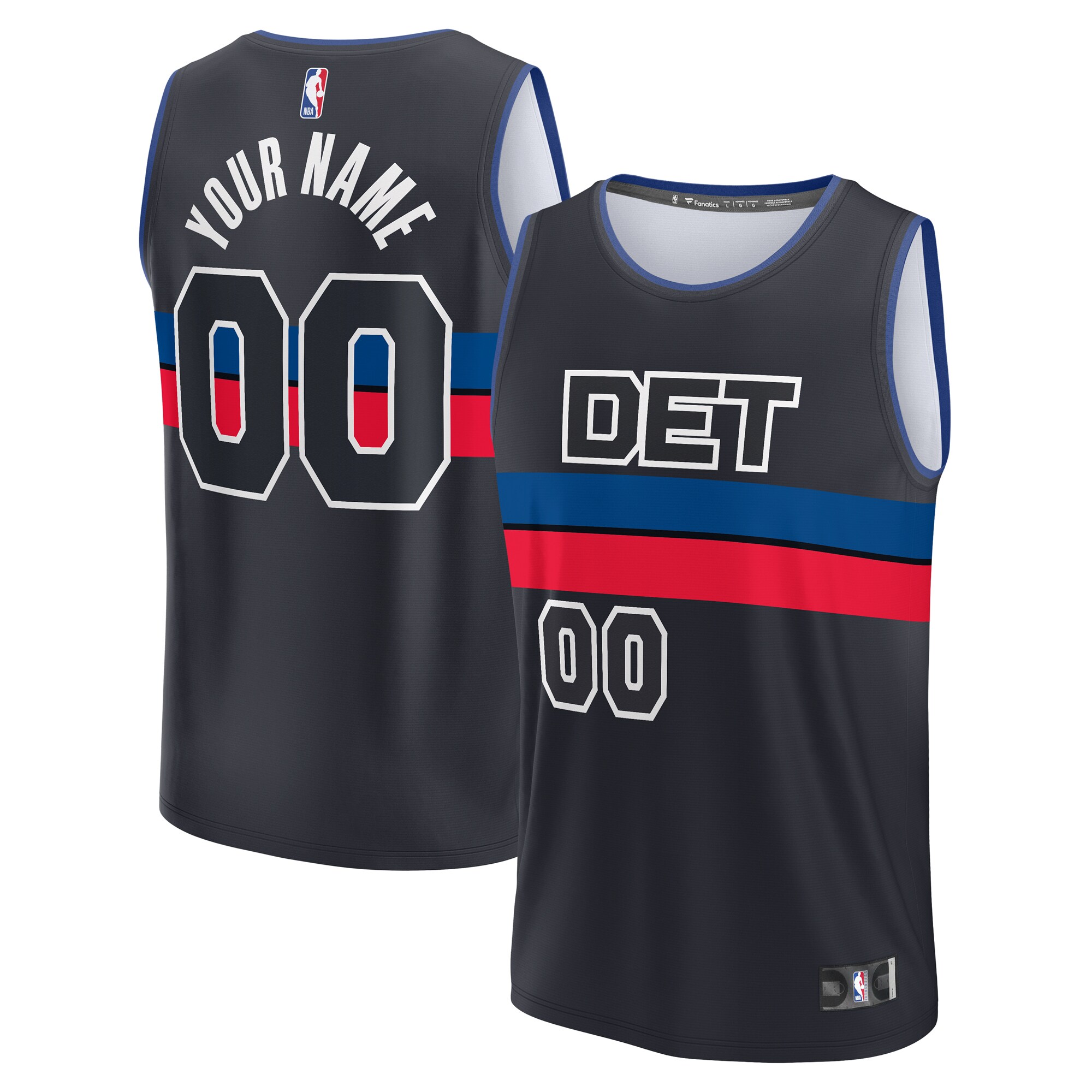 Detroit Pistons Fanatics Youth Fast Break Replica Custom Basketball Jersey - Statement Edition - Black