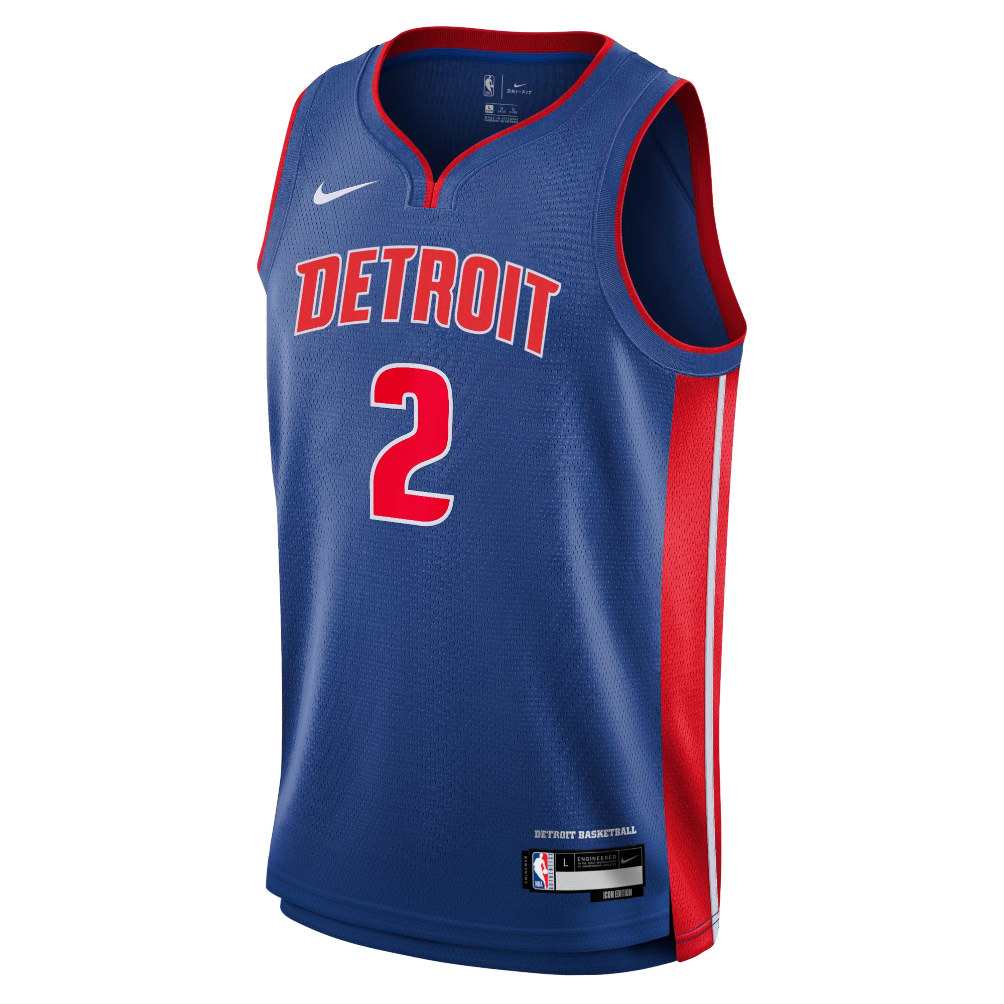 Alternative view of Detroit Pistons Icon Swingman Basketball Jersey - Blue - Cade Cunningham - Youth - JS647 