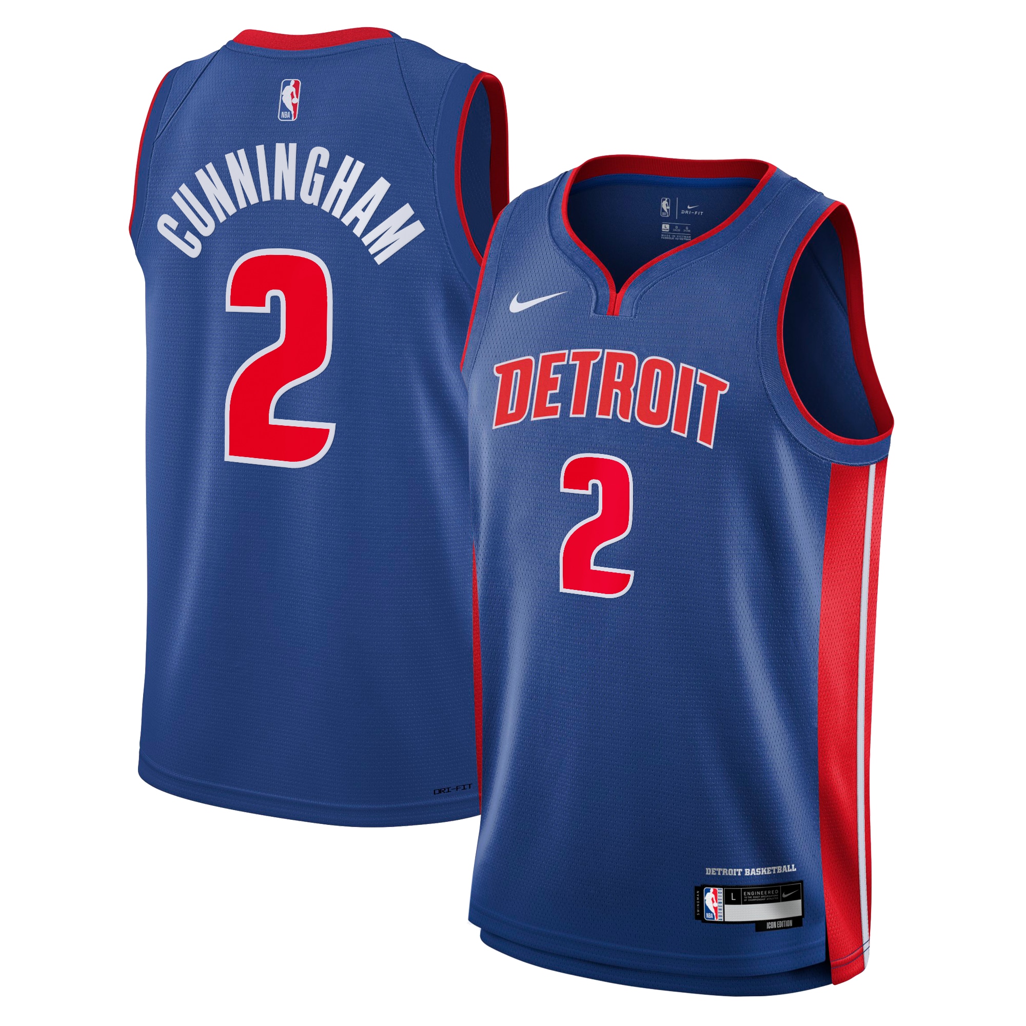 Detroit Pistons Icon Swingman Basketball Jersey - Blue - Cade Cunningham - Youth - JS647 