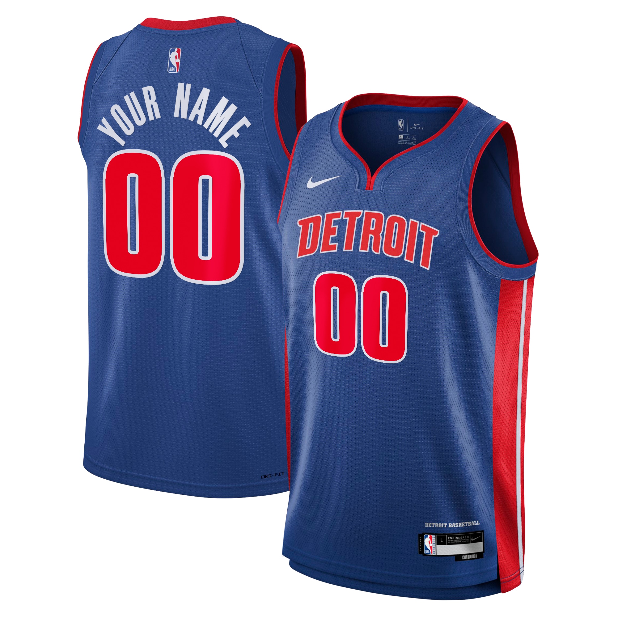 Detroit Pistons Icon Swingman Basketball Jersey - Custom - Youth - JS754 
