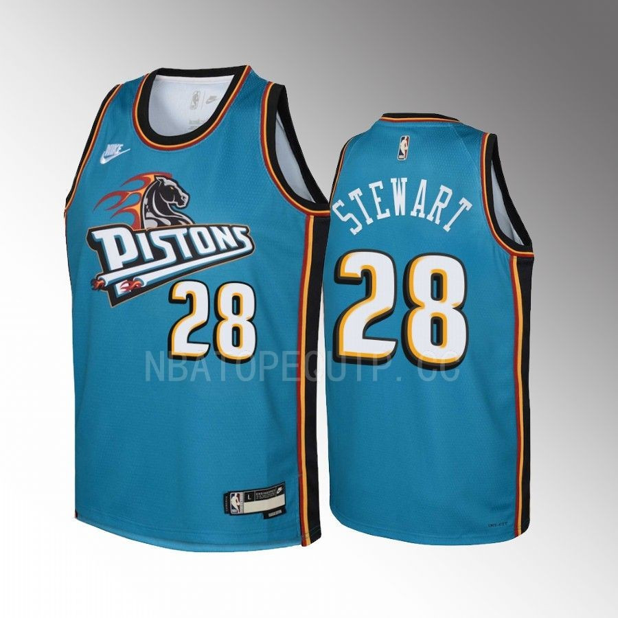 Detroit Pistons Isaiah Stewart 28 Classic Edition Teal Youth Basketball Jersey Swingman - JS386 
