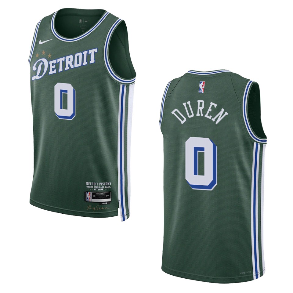 Detroit Pistons Jalen Duren 2022-23 City Edition Green Swingman Basketball Jersey