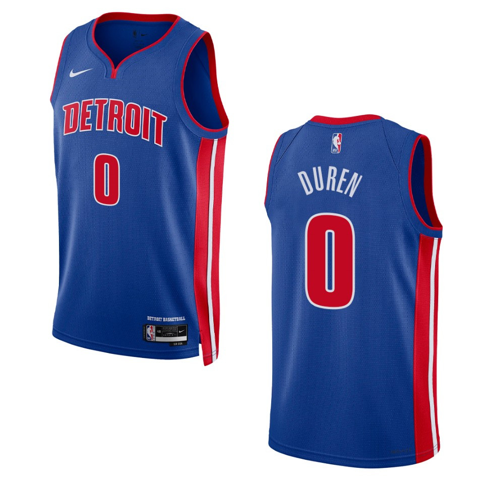 Detroit Pistons Jalen Duren 2022-23 Icon Edition Royal Swingman Basketball Jersey