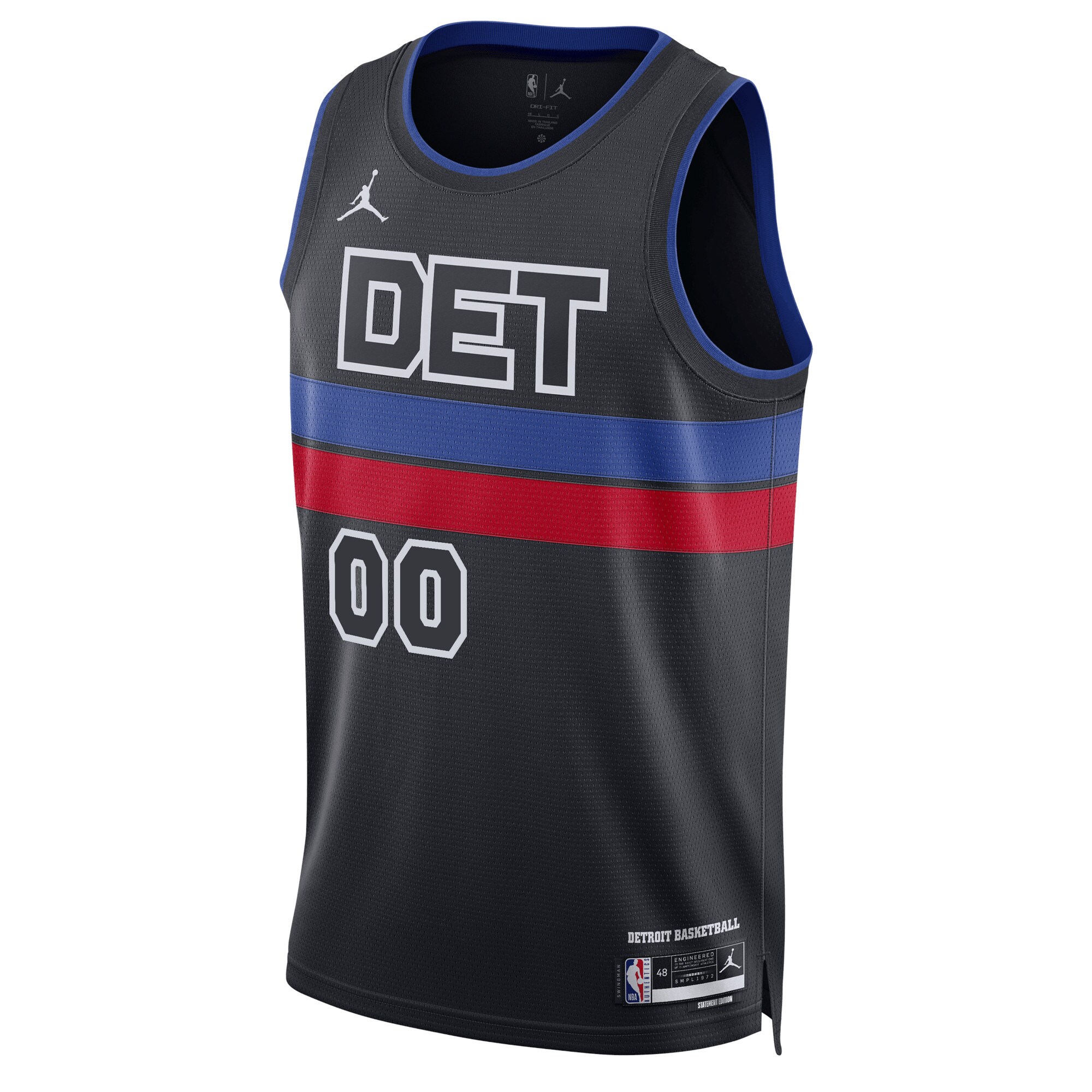 Alternative view of Detroit Pistons Jordan Brand Unisex 2022/23 Swingman Custom Basketball Jersey - Statement Edition - Blue