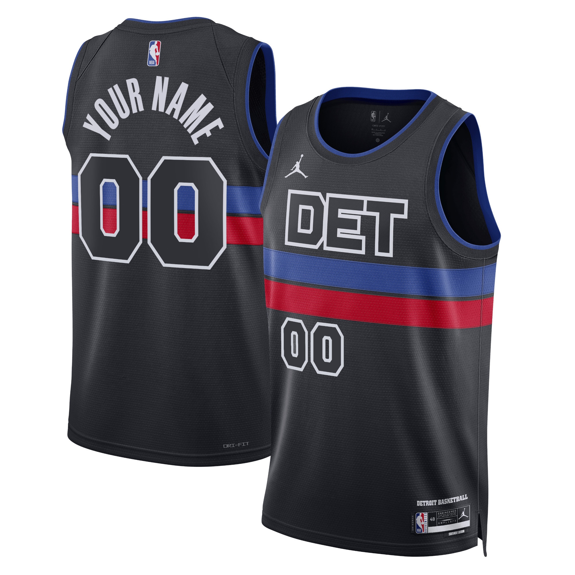 Detroit Pistons Jordan Brand Unisex 2022/23 Swingman Custom Basketball Jersey - Statement Edition - Blue