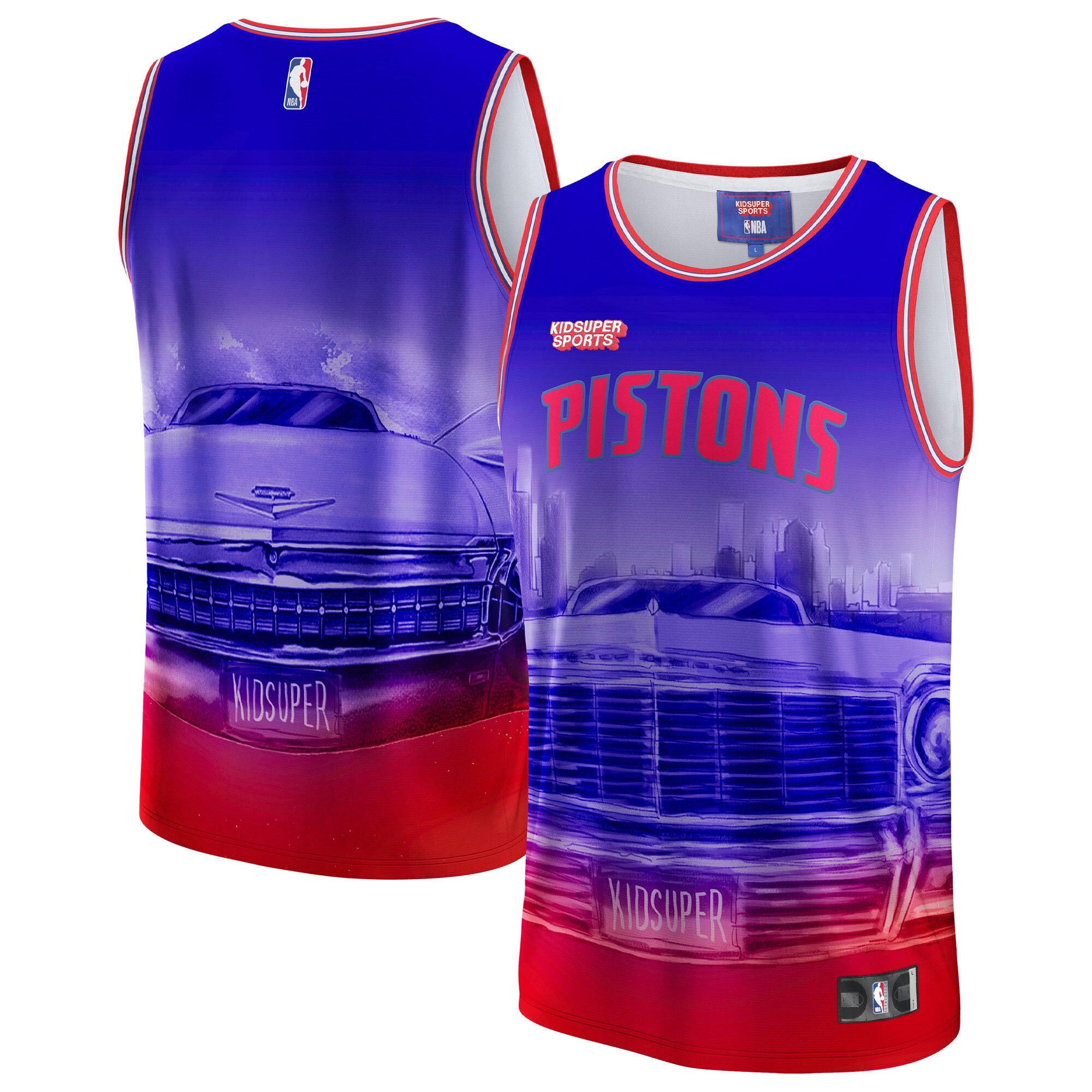 Detroit Pistons Nba & Kidsuper Studios By Fanatics Unisex Hometown Basketball Jersey - Red