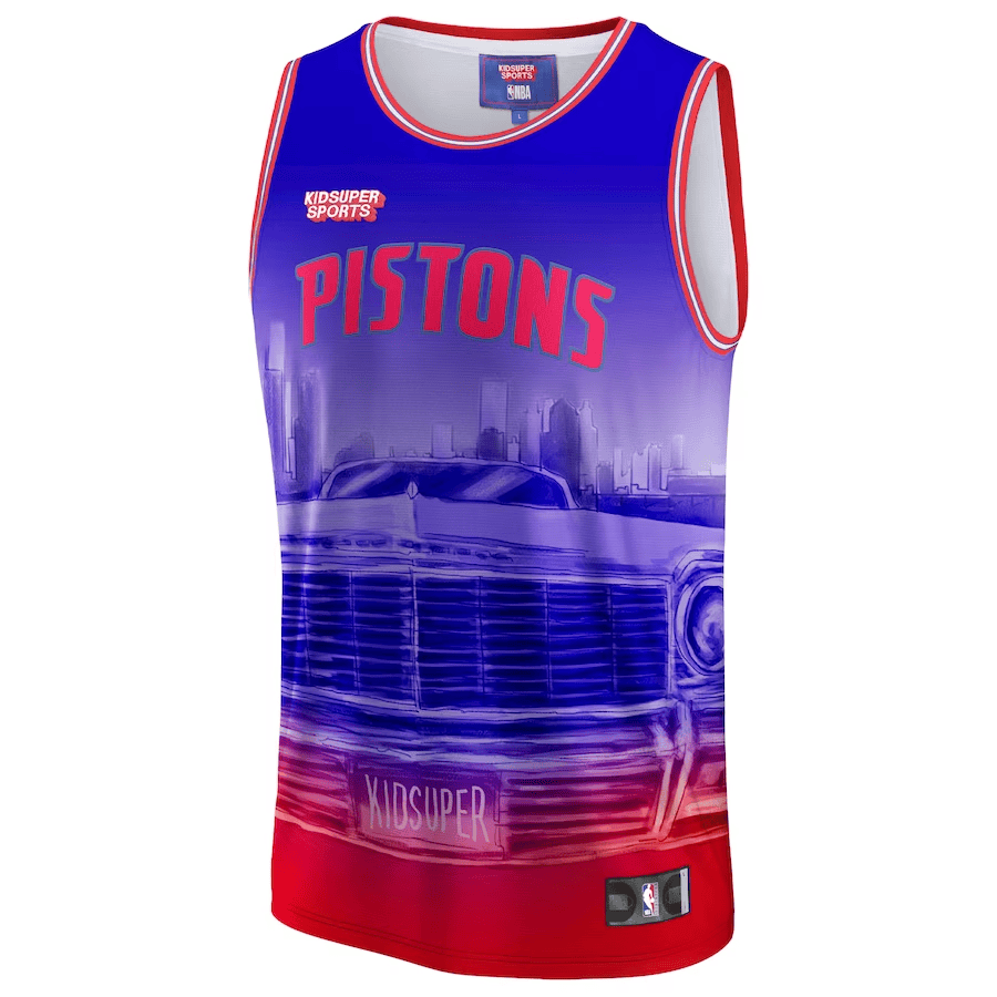 Alternative view of Detroit Pistons NBA & KidSuper Studios Unisex Hometown Basketball Jersey - Red - JS681 
