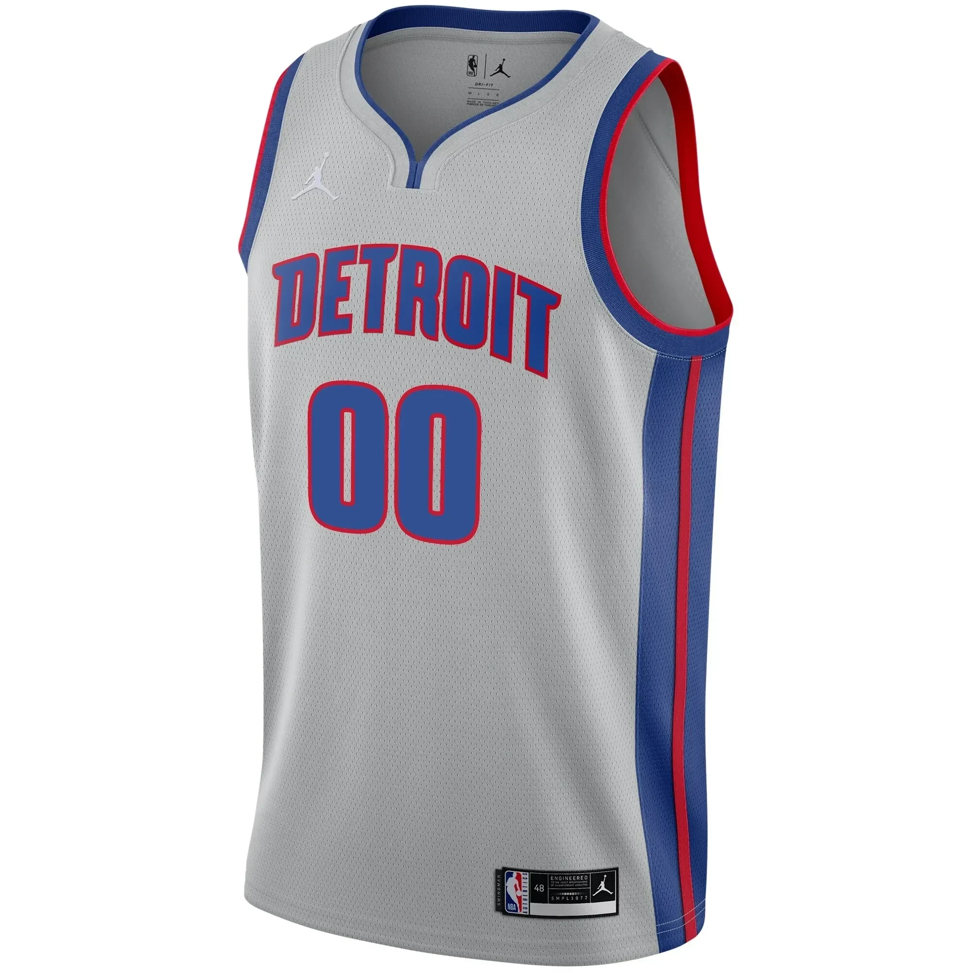 Alternative view of Detroit Pistons Swingman Custom Basketball Jersey - Statement Edition - Gray - JS368 