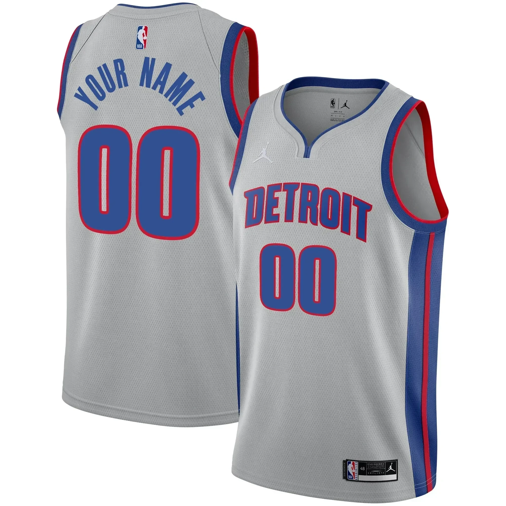 Detroit Pistons Swingman Custom Basketball Jersey - Statement Edition - Gray - JS368 