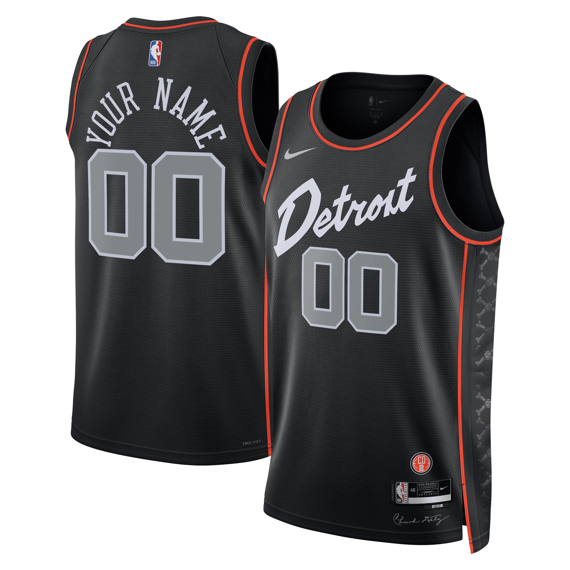 Detroit Pistons Unisex 2023/24 Custom Swingman Basketball Jersey - Black - City Edition