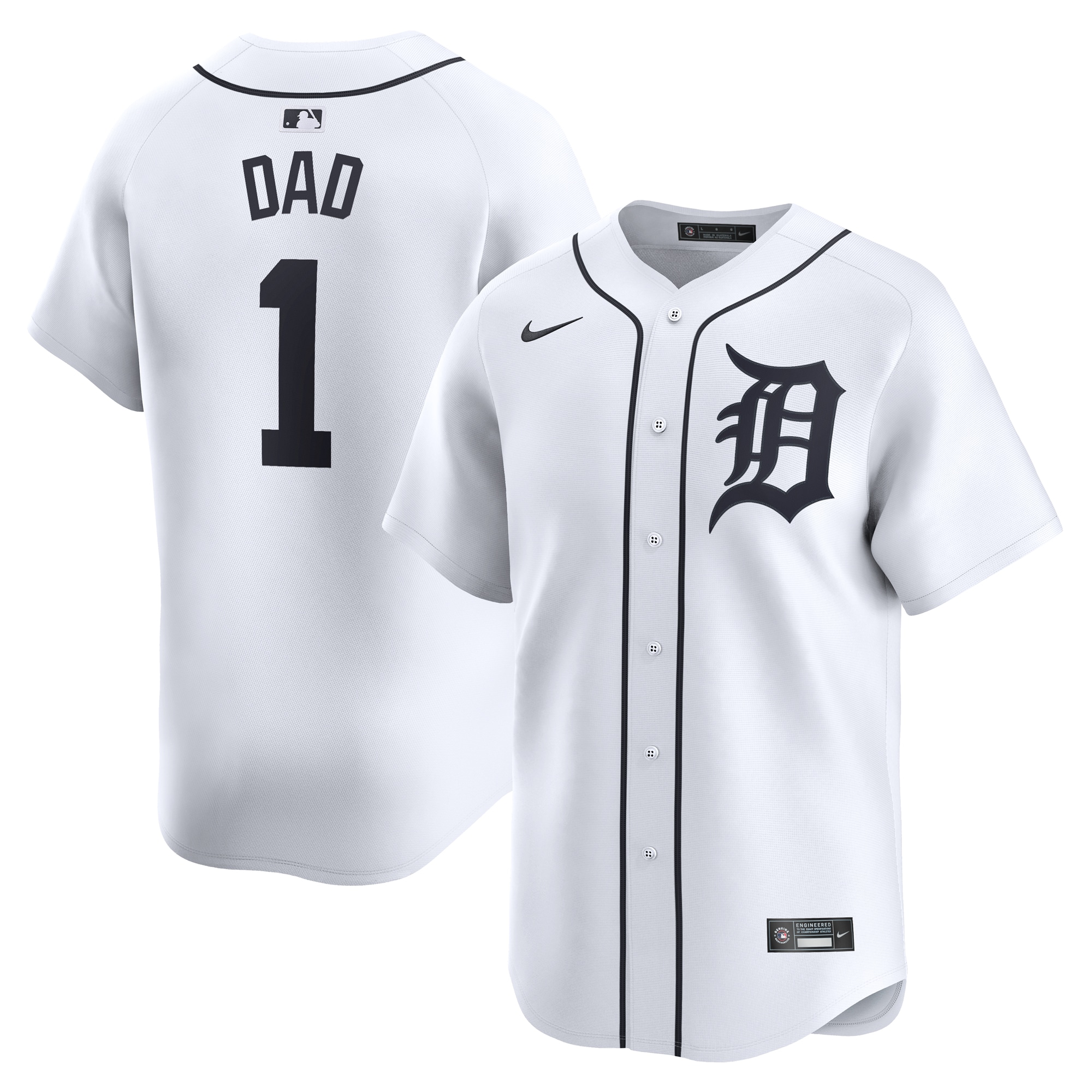 Detroit Tigers #1 Dad Home Limited Baseball Jersey - White