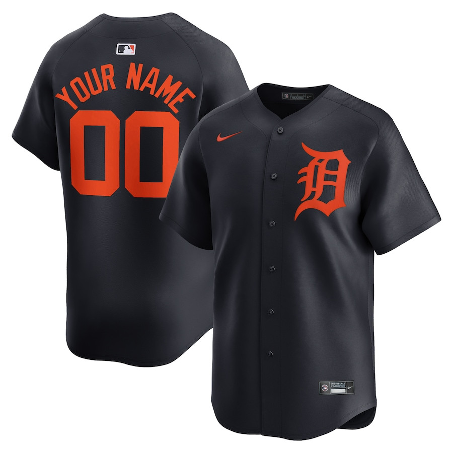 Detroit Tigers Alternate Limited Custom Men Baseball Jersey - Navy
