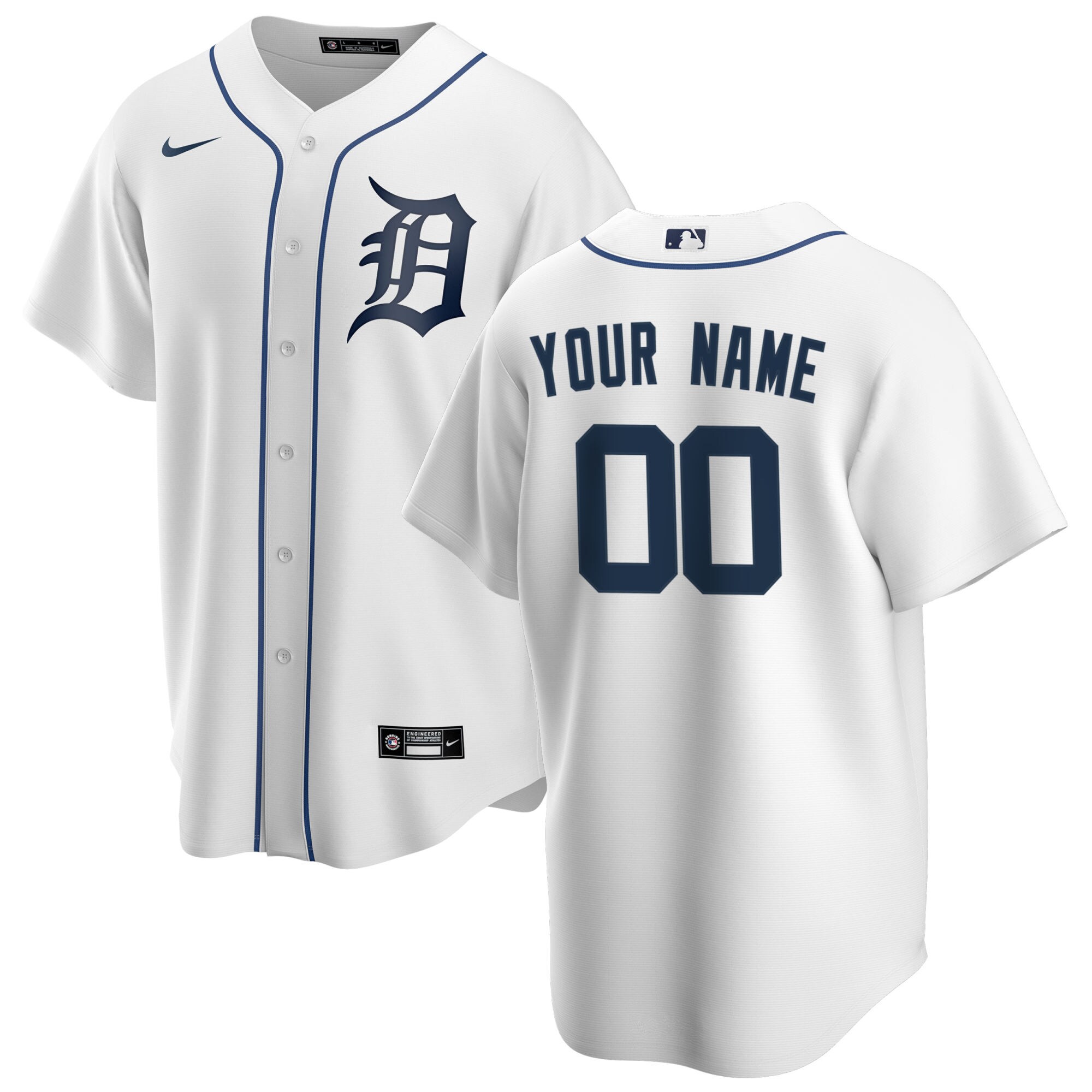 Detroit Tigers Home Replica Custom Baseball Jersey - White