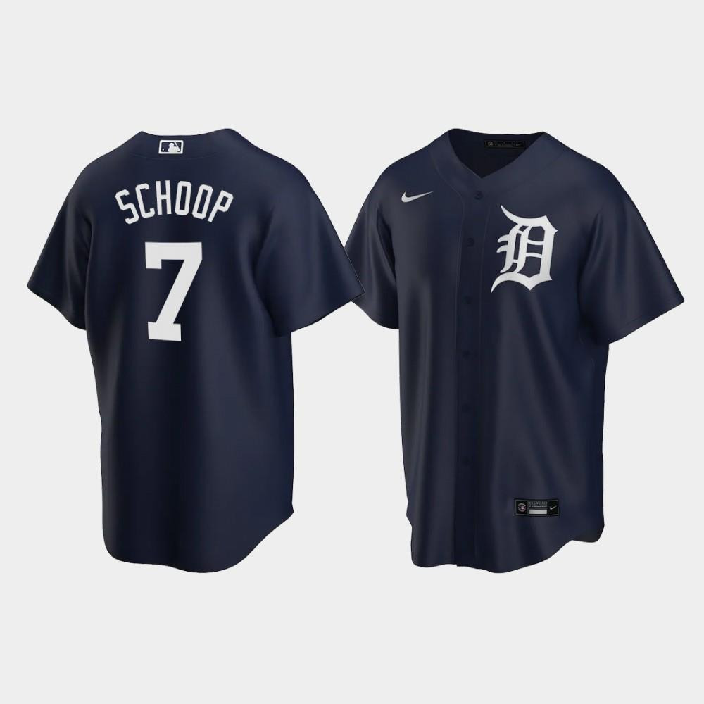Detroit Tigers Jonathan Schoop 7 Alternate Men's Baseball Jersey - Navy Baseball Jersey