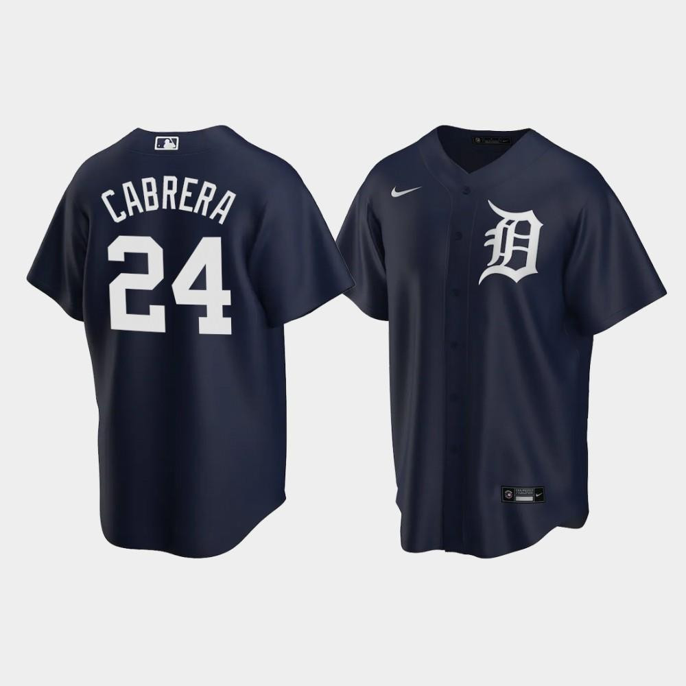 Detroit Tigers Miguel Cabrera 24 Alternate Men's Baseball Jersey - Navy Baseball Jersey