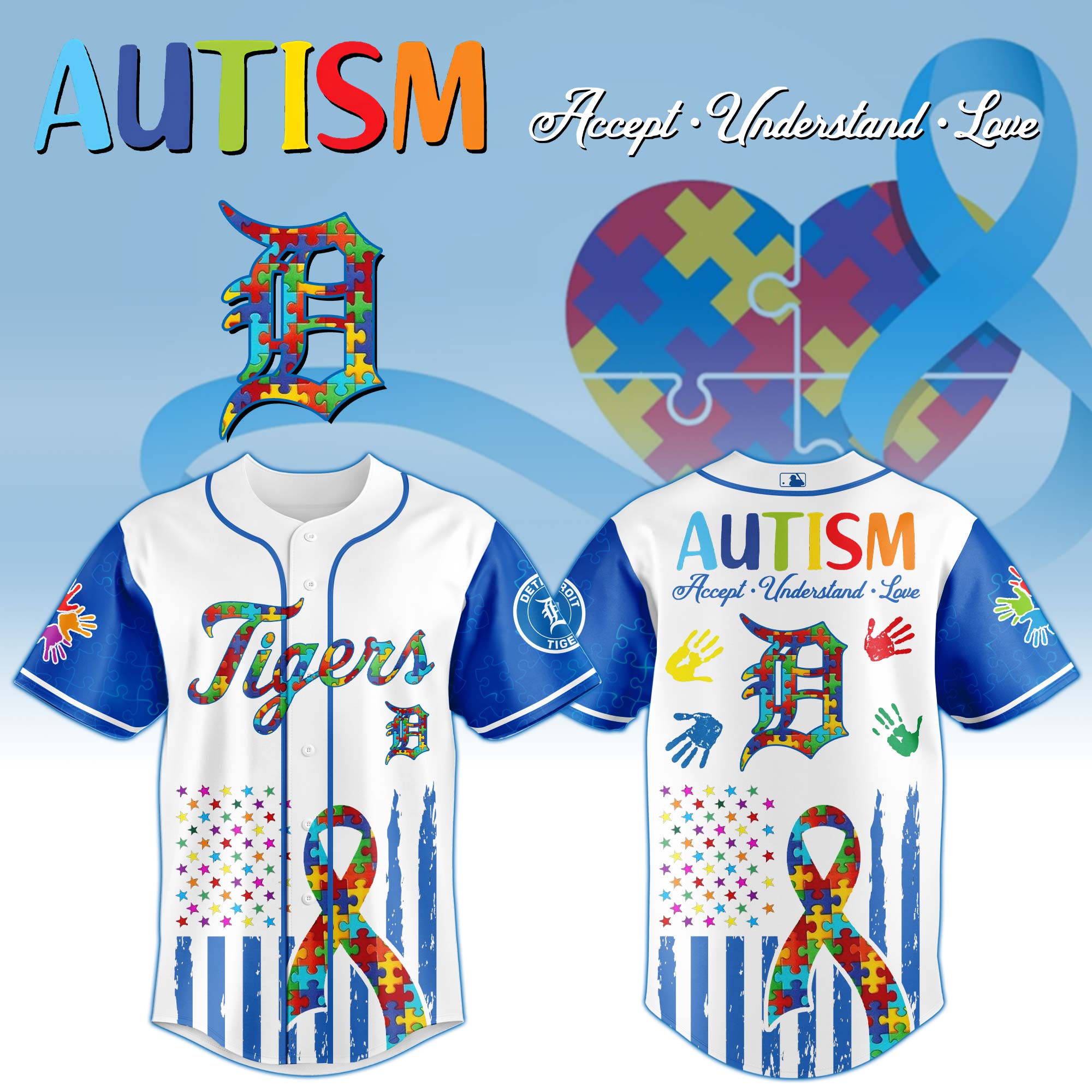 Detroit Tigers Mlb X Autism Awareness Month Baseball Jersey