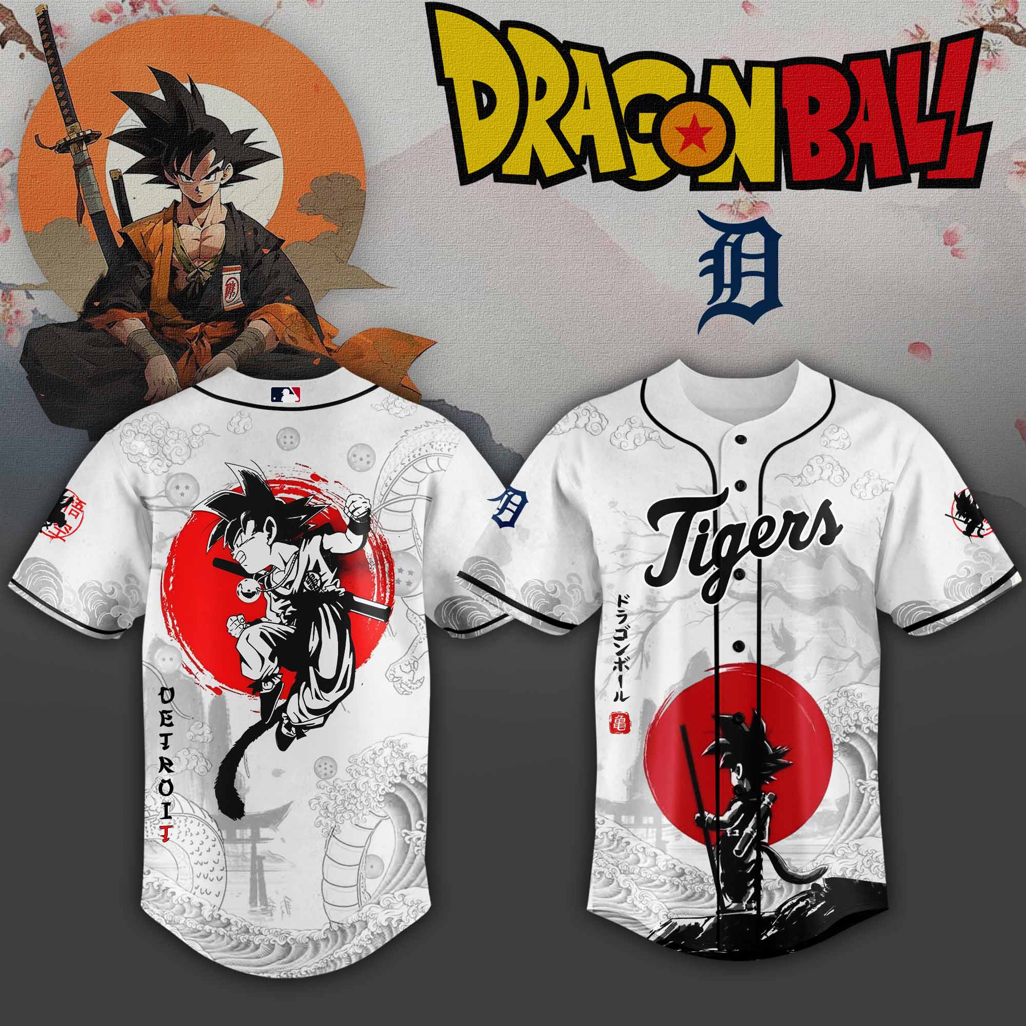 Detroit Tigers Mlb X Dragon Ball Super Saiyan Baseball Jersey Collection