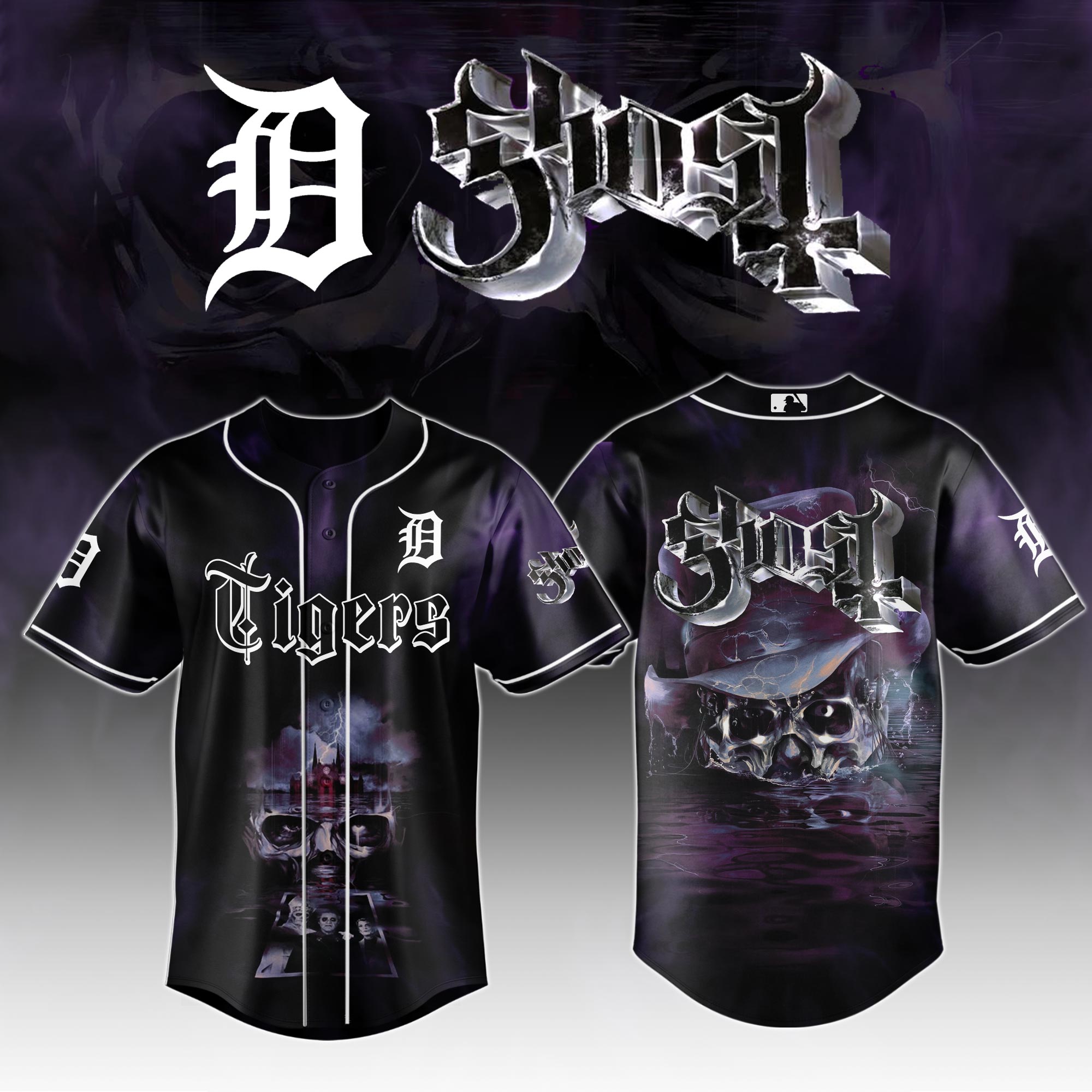 Detroit Tigers Mlb X Ghost Night Show Baseball Jersey
