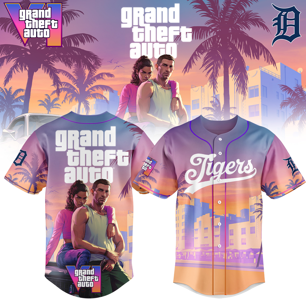 Detroit Tigers Mlb X Grand Theft Auto Baseball Jersey