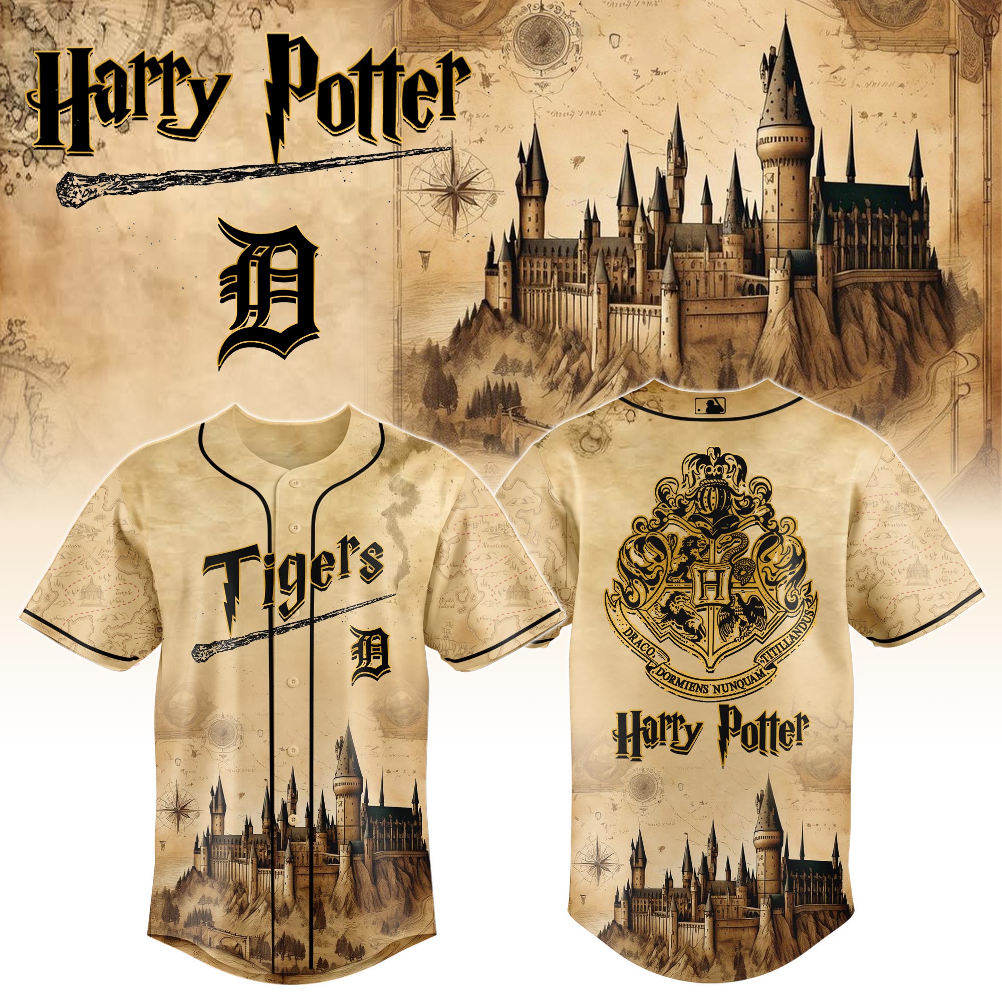 Detroit Tigers Mlb X Harry Potter Magic On The Mound Baseball Jersey