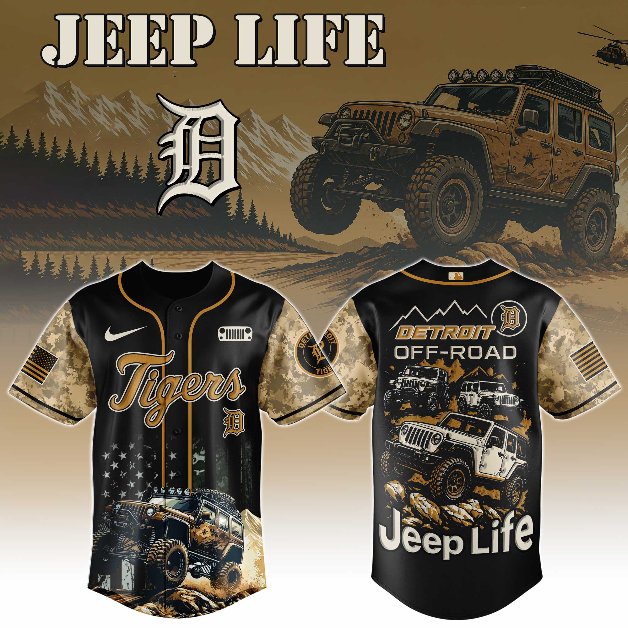 Detroit Tigers Mlb X Jeep Life Baseball Jersey