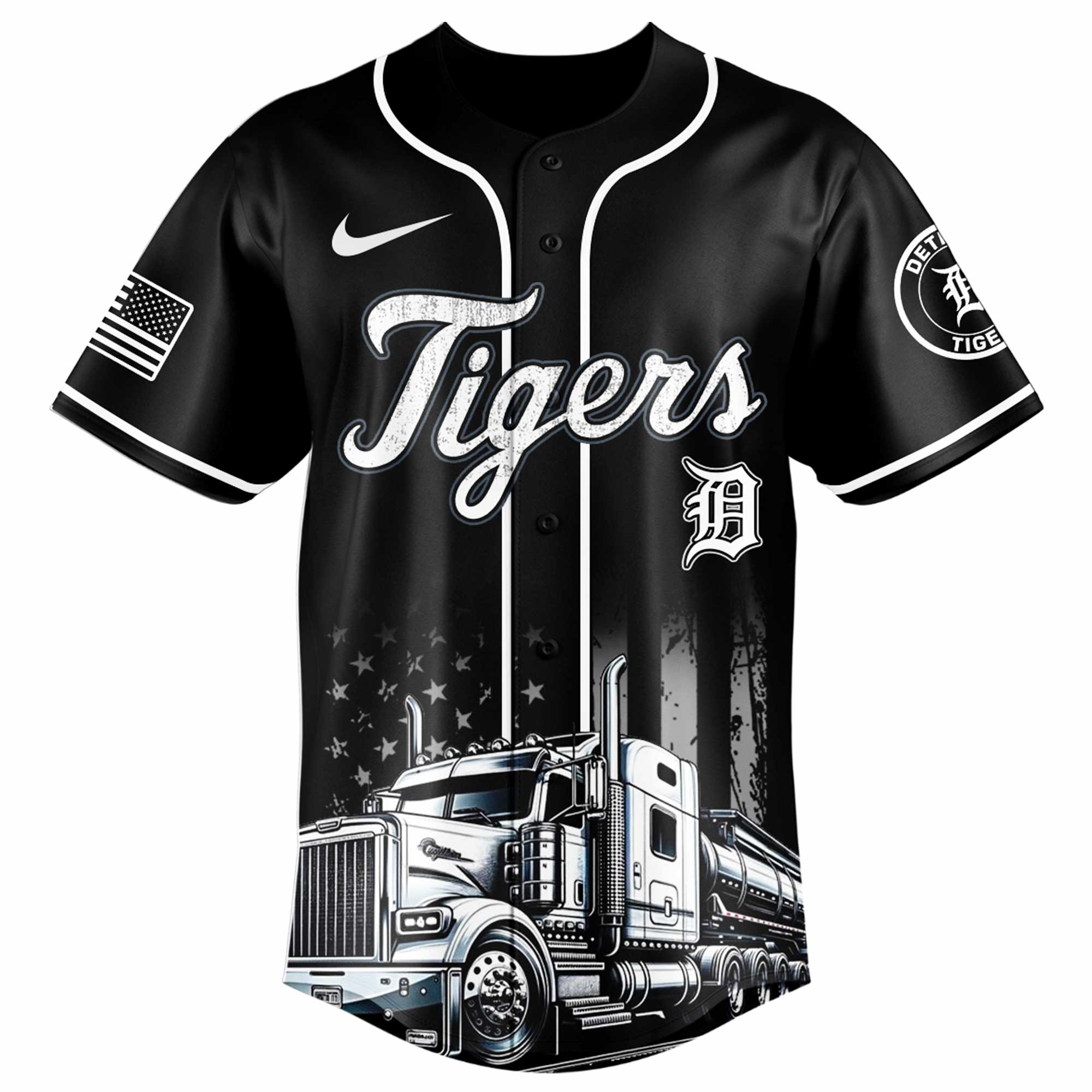 Alternative view of Detroit Tigers Mlb X Nation Truck Driver Appreciation Week Limited Edition Custom Baseball Jersey 2025