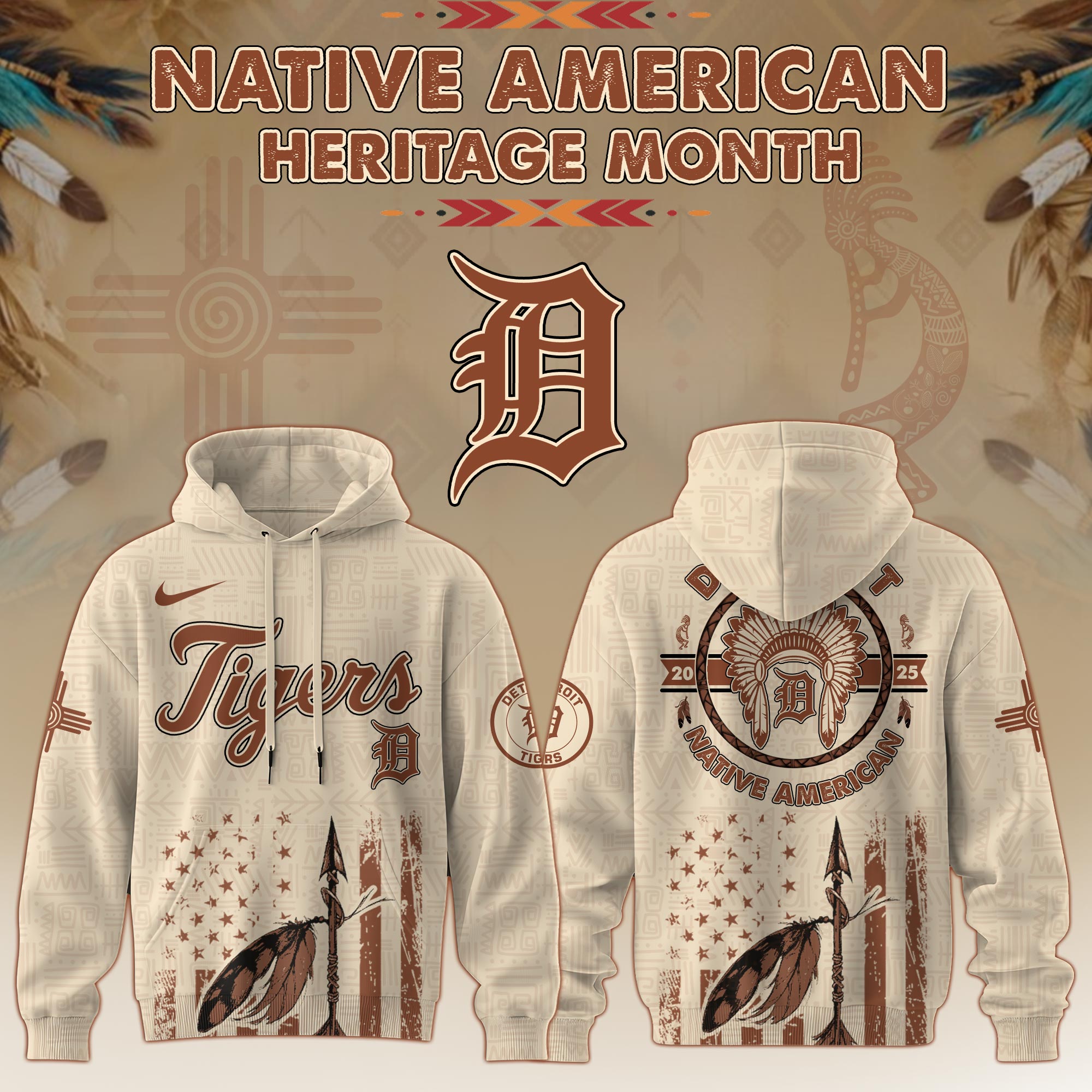Detroit Tigers Mlb X Native American Heritage Month Mlb Collaboration Custom Hoodie
