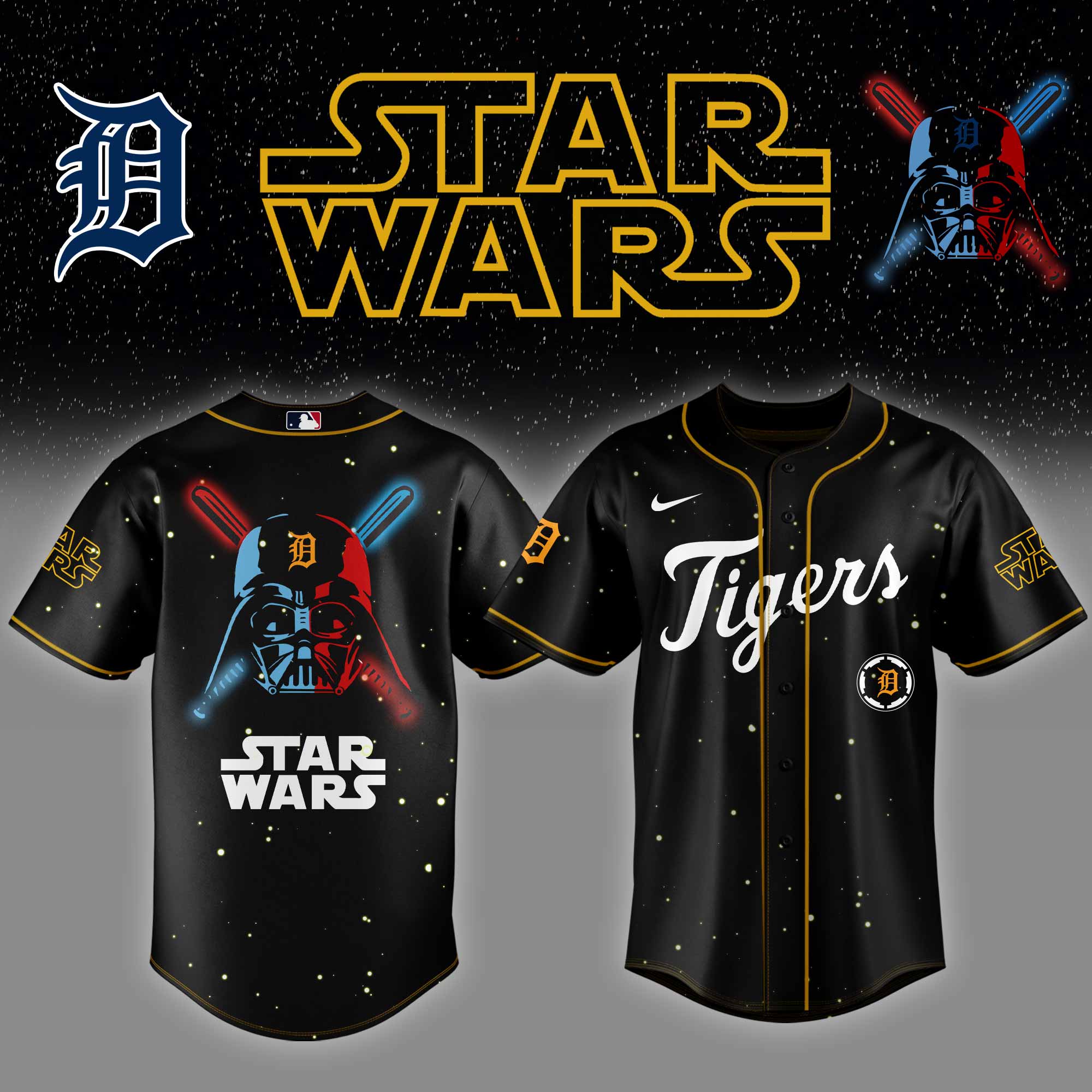 Detroit Tigers Mlb X Starwars Custom Baseball Jersey