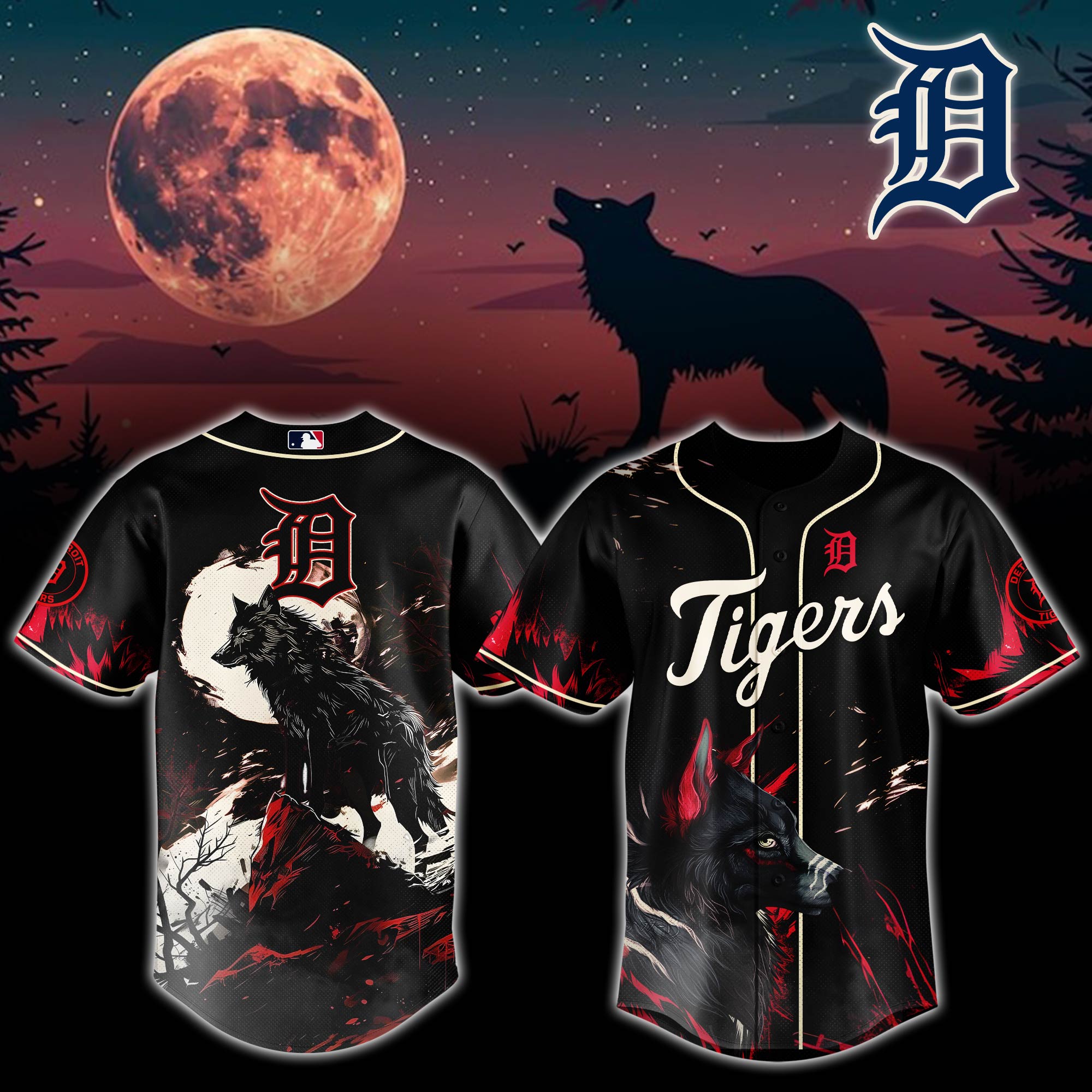 Detroit Tigers Mlb X Wolf Custom Baseball Jersey