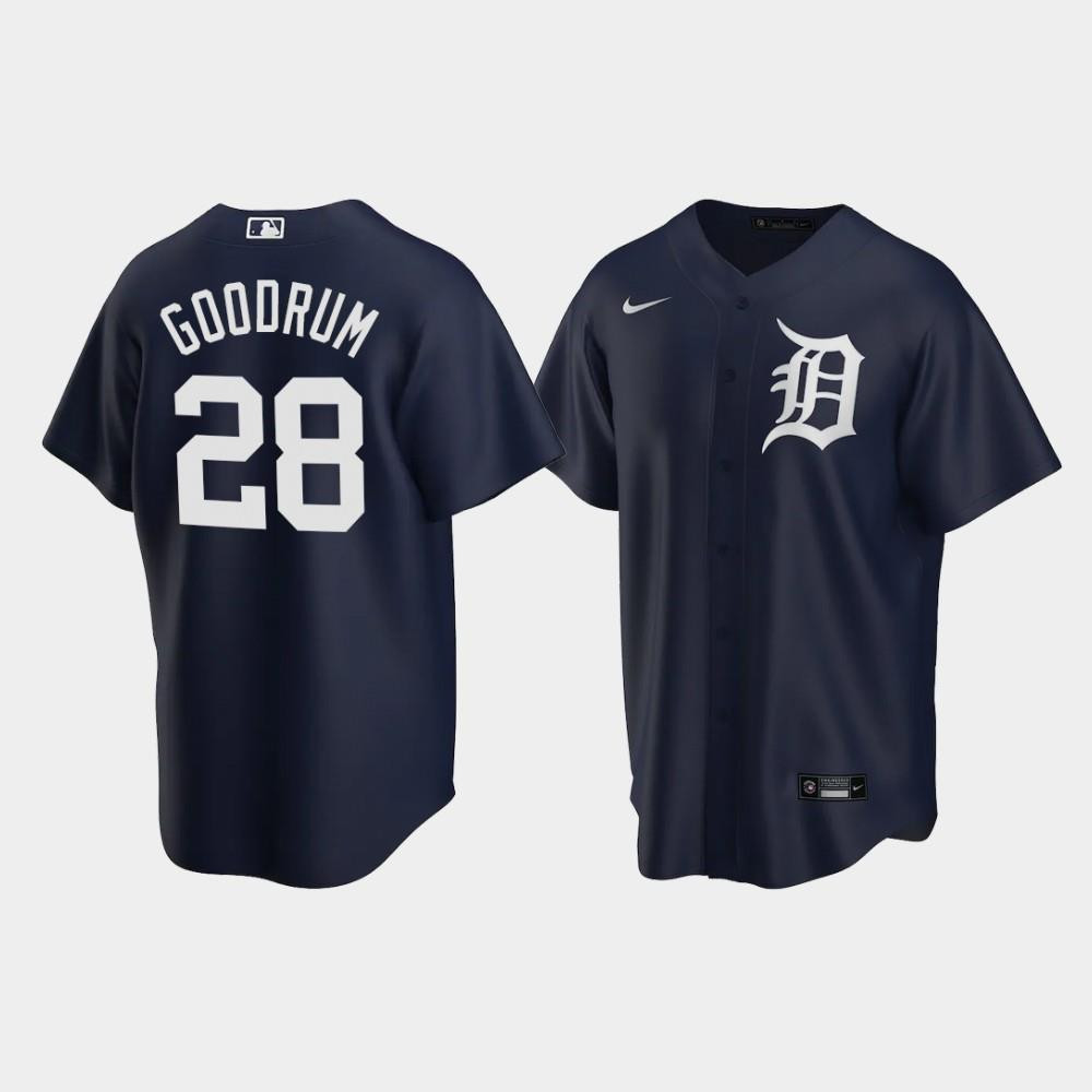 Detroit Tigers Niko Goodrum 28 Alternate Men's Baseball Jersey - Navy Baseball Jersey
