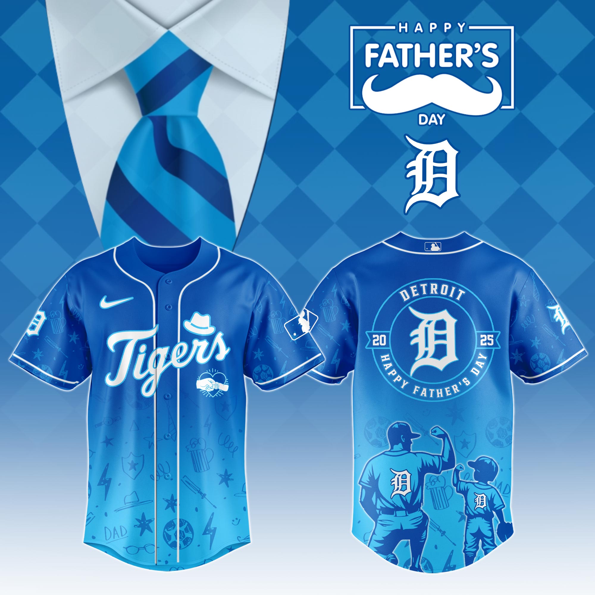 Detroit Tigers Special Father’s Day Limited Edition Custom Baseball Jersey