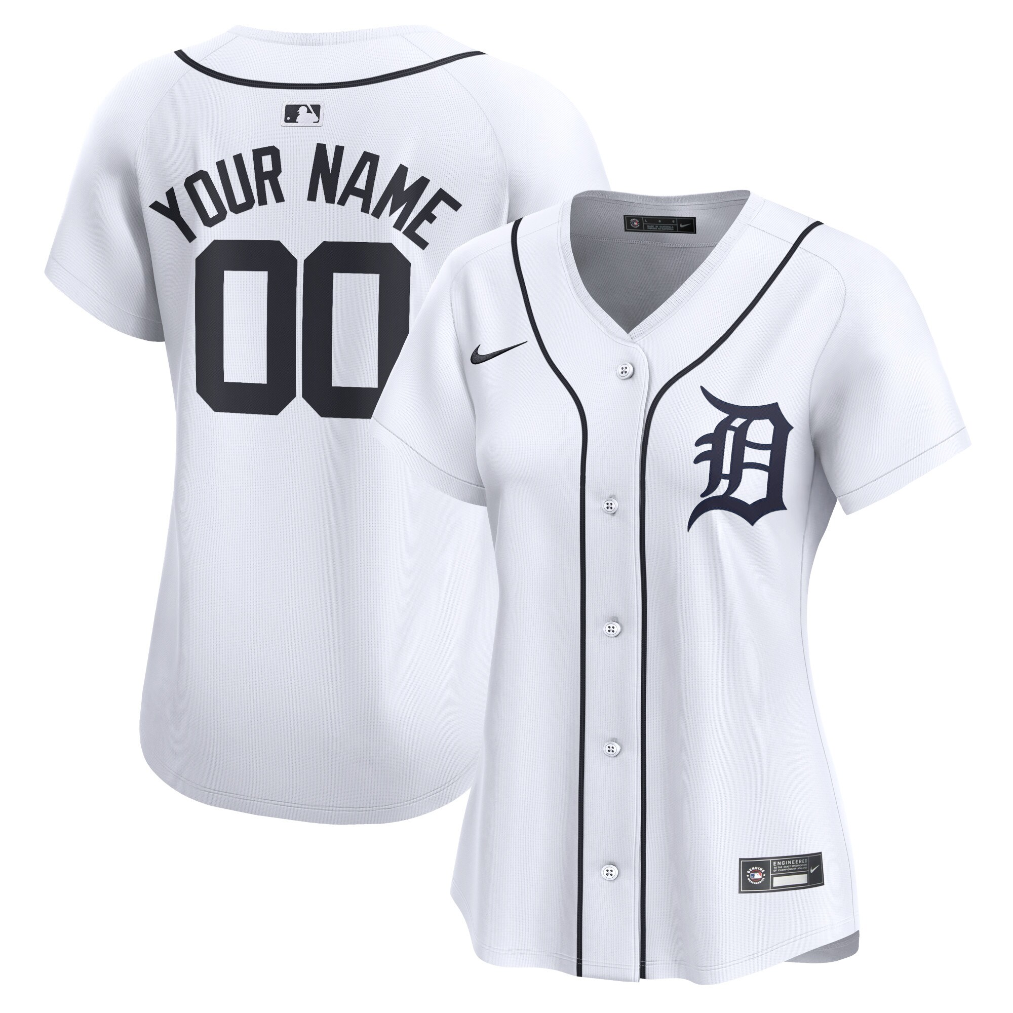 Detroit Tigers Women's Home Limited Custom Jersey - White