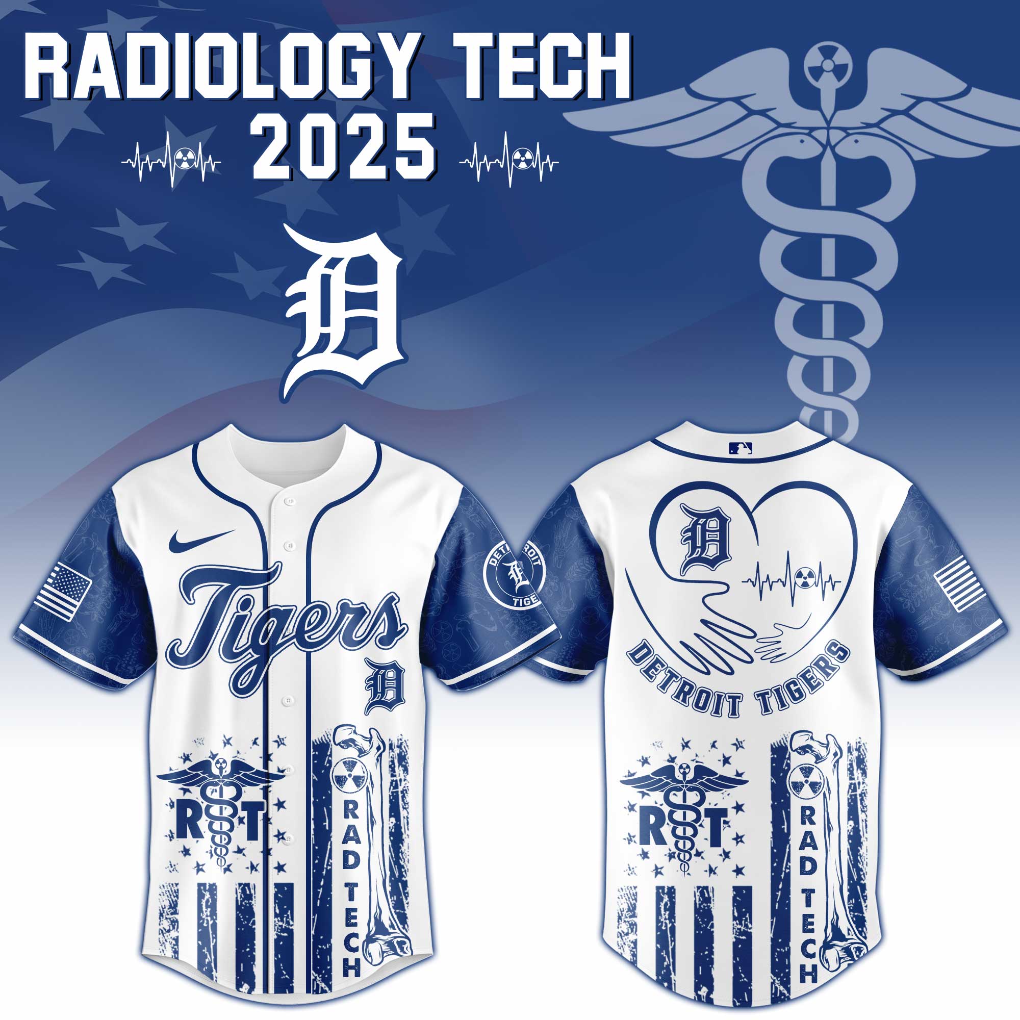 Detroit Tigers X Radiology Tech Night Exclusive Design Custom Baseball Jersey