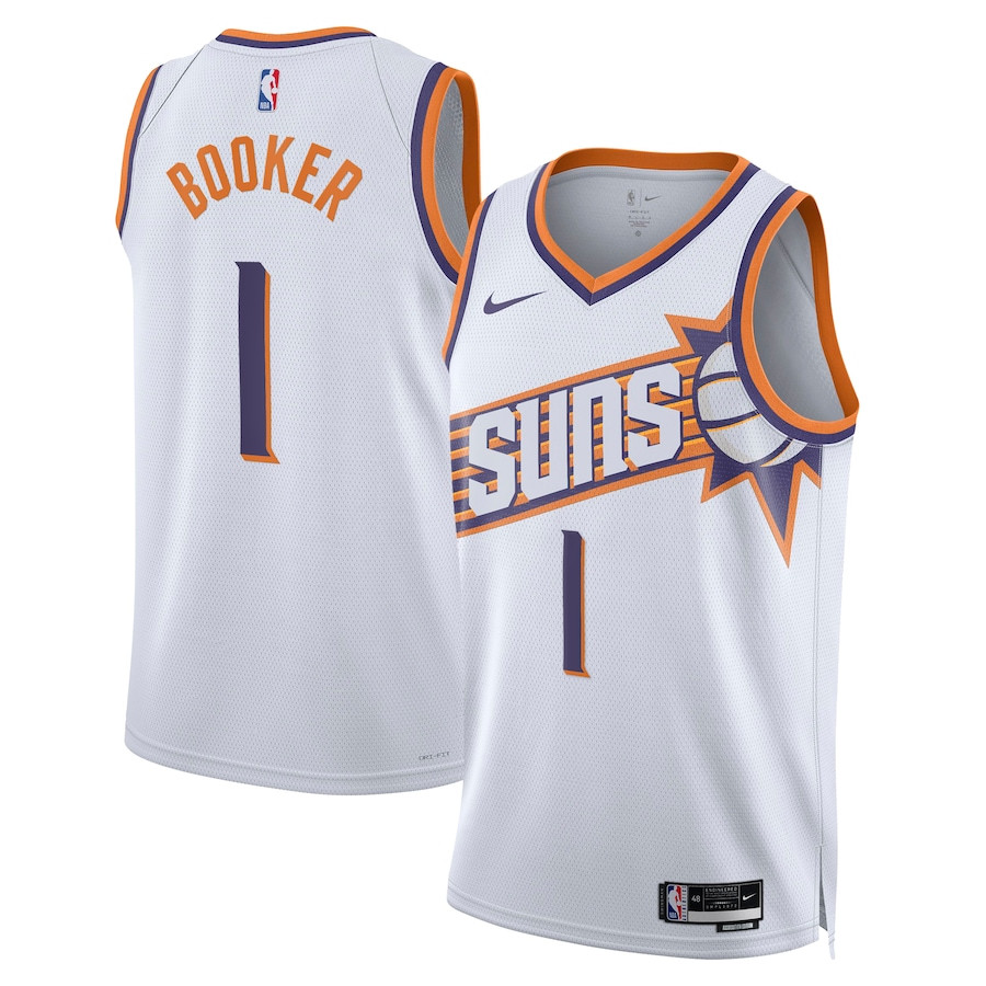 Devin Booker 1 Phoenix Suns 2023/24 Swingman Basketball Jersey - Association Edition - White - JS262 