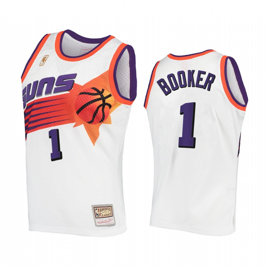 Devin Booker 1 Phoenix Suns Hardwood Classics Jersey White - JS479 