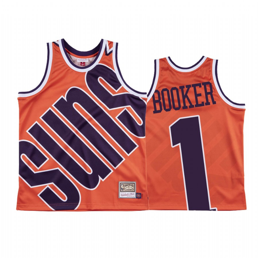Devin Booker 1 Phoenix Suns Hardwood Classics Orange Big Face Basketball Jersey - JS818 