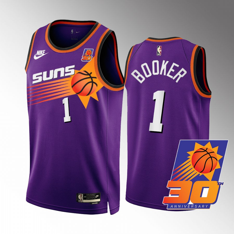 Devin Booker 1 Phoenix Suns Purple Basketball Jersey 30th Anniversary Classic Edition - JS386 