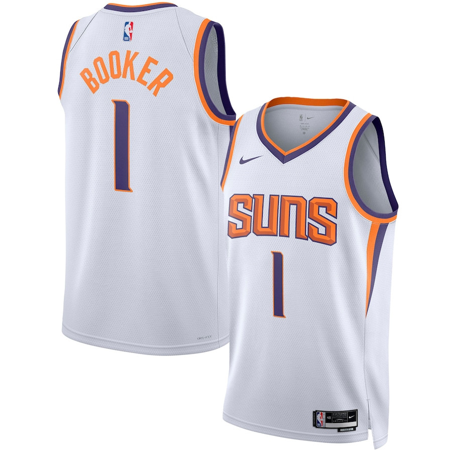 Devin Booker 1 Phoenix Suns Swingman Basketball Jersey - Association Edition - White - JS883 