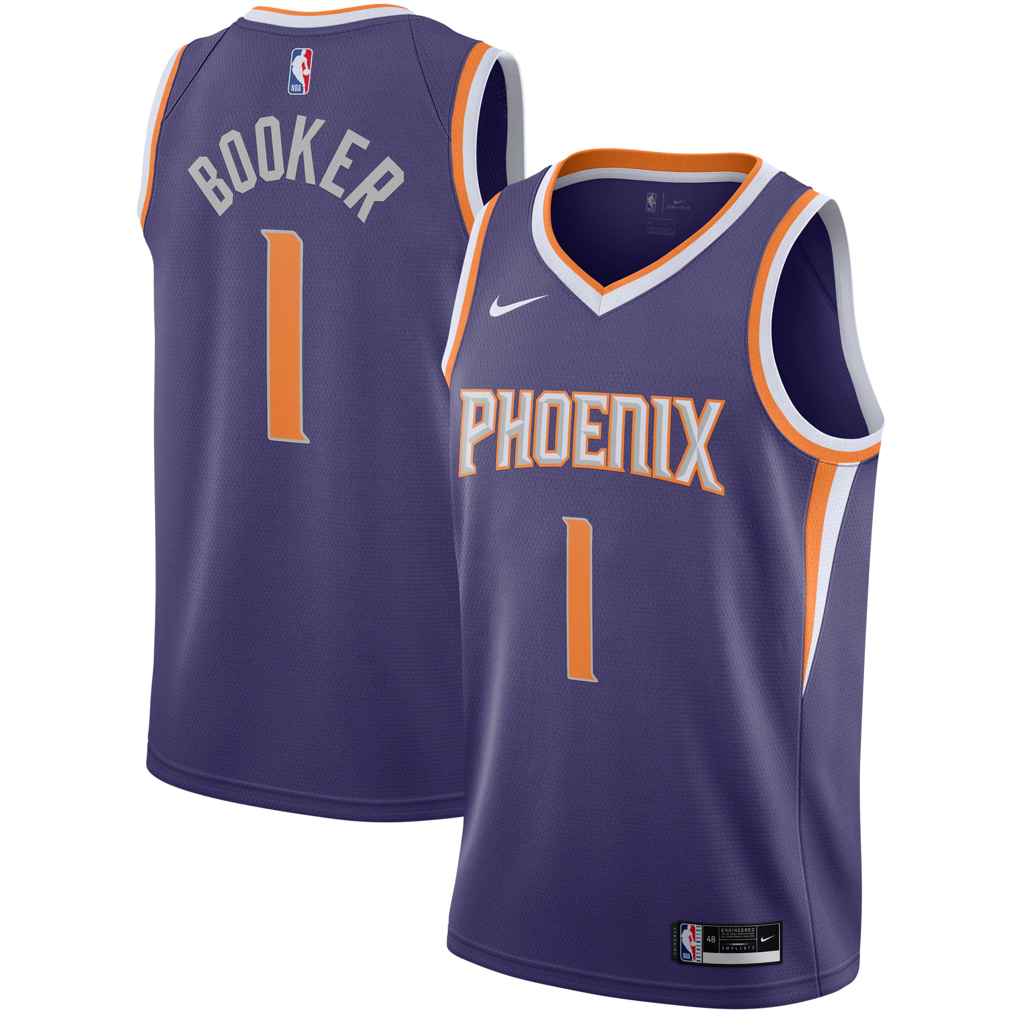 Alternative view of Devin Booker Phoenix Suns 2020/21 Swingman Jersey - Purple - Icon Edition