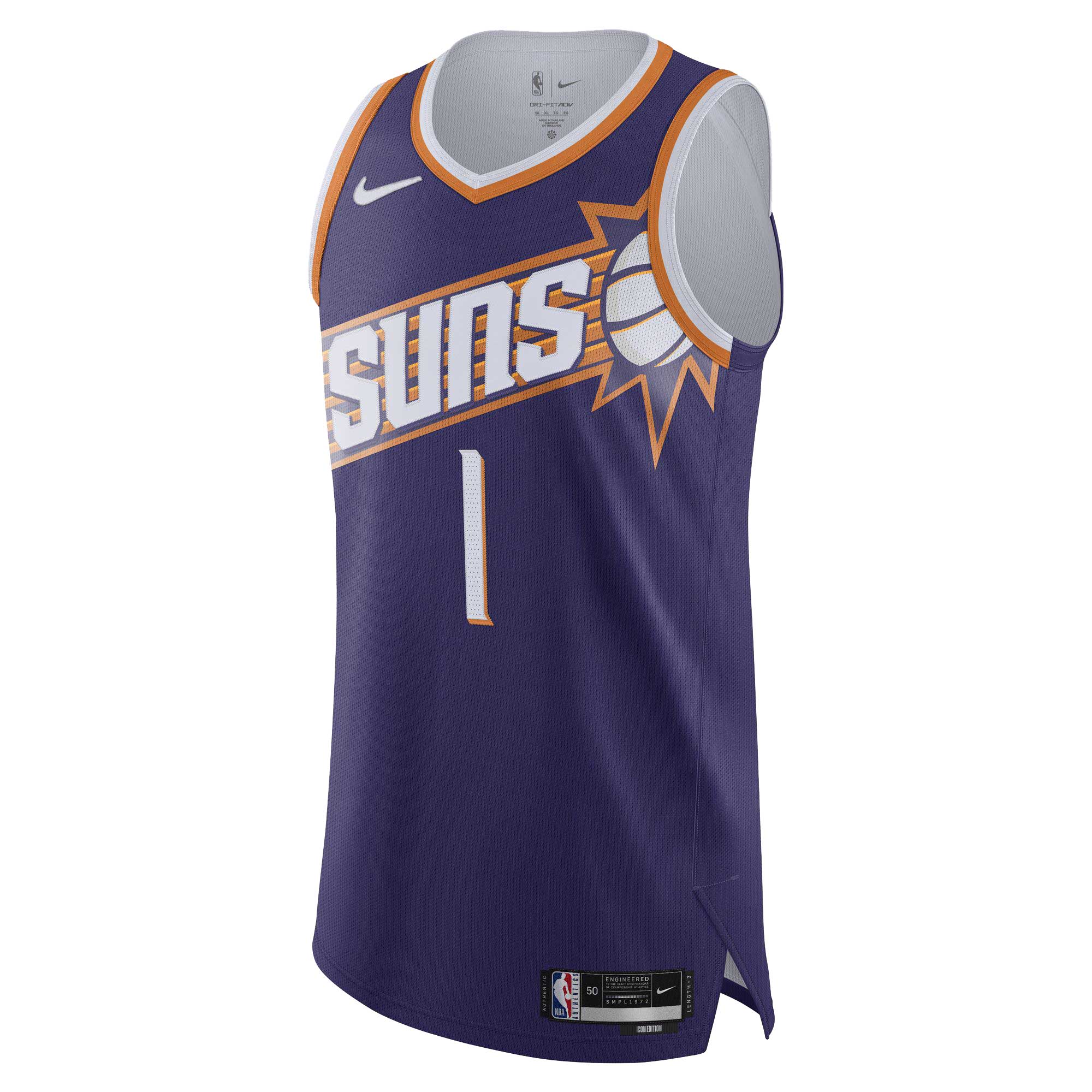 Alternative view of Devin Booker Phoenix Suns Authentic Jersey – Icon Edition – Purple