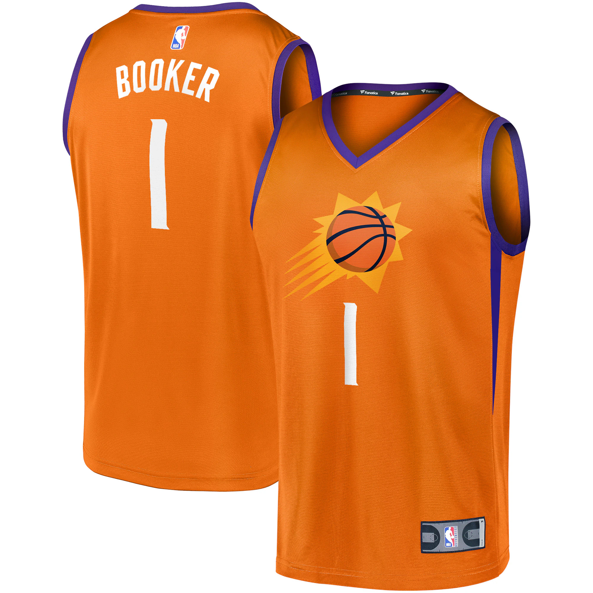 Alternative view of Devin Booker Phoenix Suns Fanatics Branded Fast Break Team Replica Jersey Orange – Statement Edition