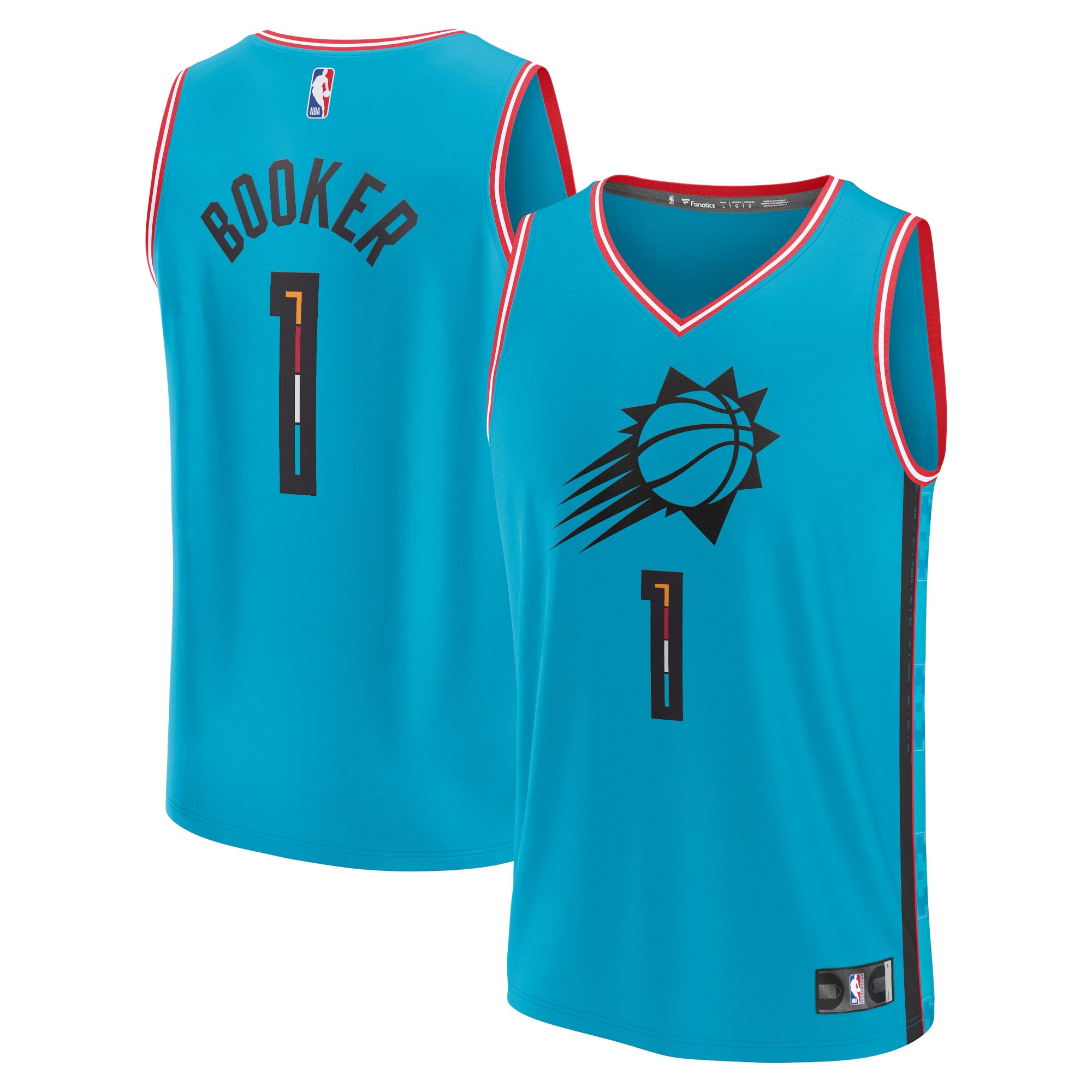 Alternative view of Devin Booker Phoenix Suns Fanatics Branded Youth 2022/23 Fastbreak Basketball Jersey - City Edition - Turquoise