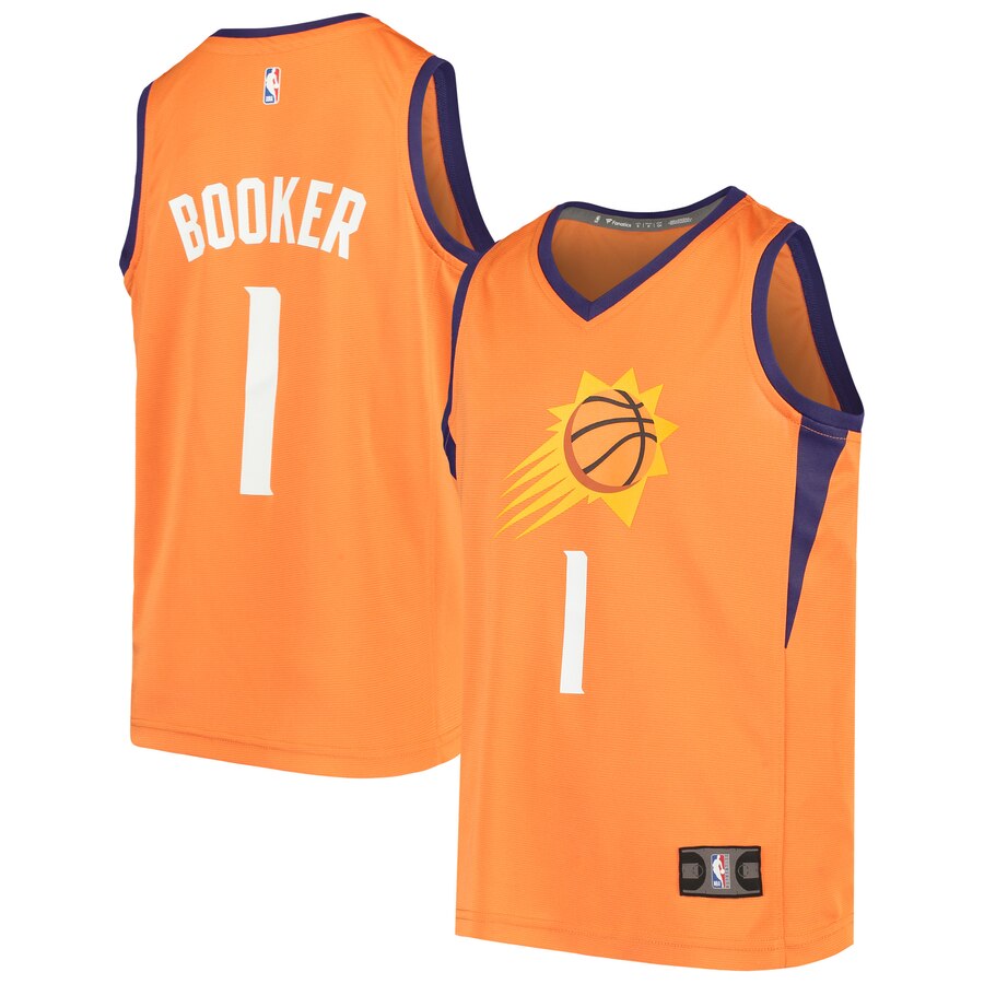 Devin Booker Phoenix Suns Fanatics Branded Youth Fast Break Replica Player Basketball Jersey - Statement Edition - Orange